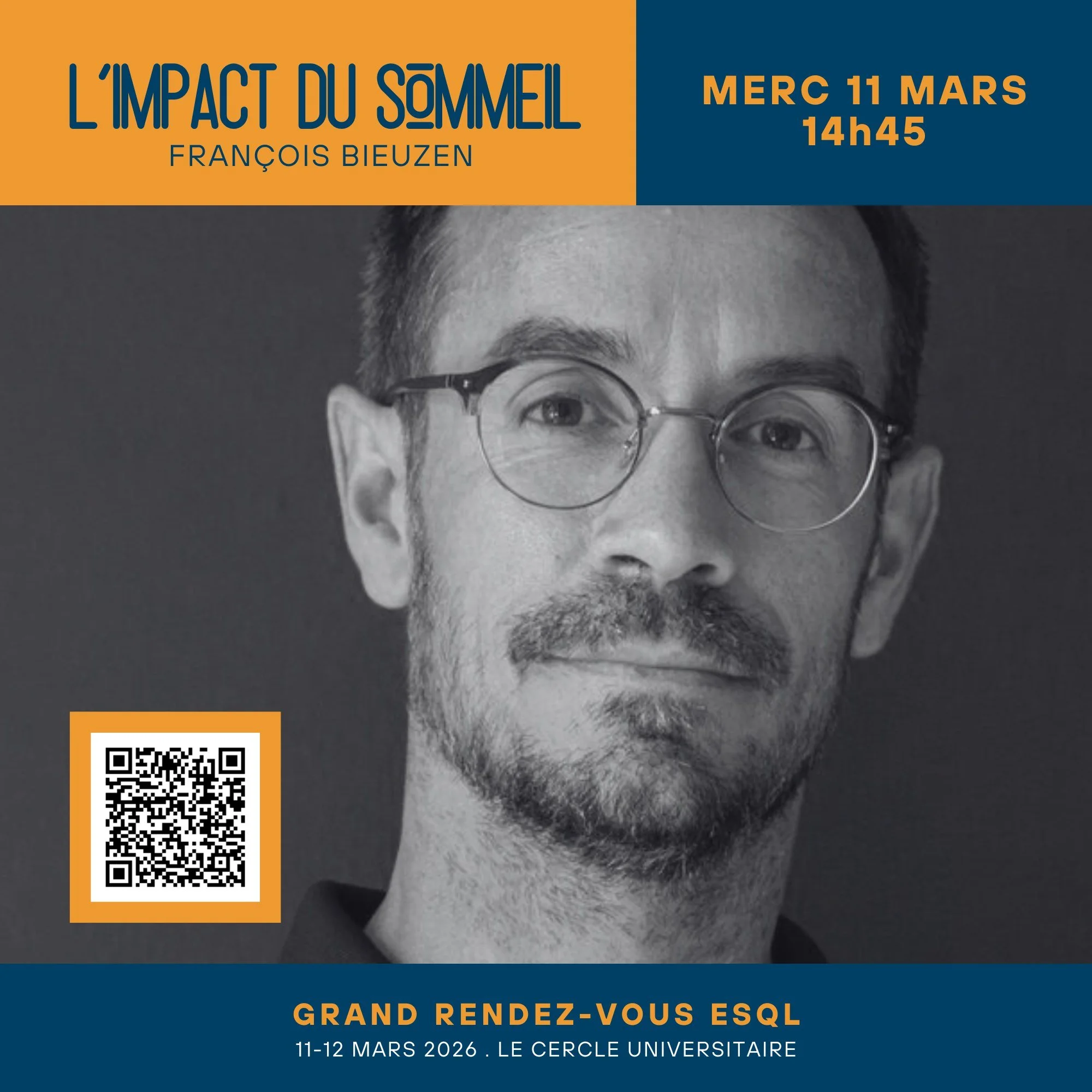 GRAND RENDEZ-VOUS ESQL : D&eacute;veloppement sportif 360&deg;: Sant&eacute;, Science, Performance

🎤 Fran&ccedil;ois Bieuzen
Mercredi 11 mars | 14 h 45
😴 L&rsquo;impact du sommeil : transformer l&rsquo;entra&icirc;nement en r&eacute;sultats concre