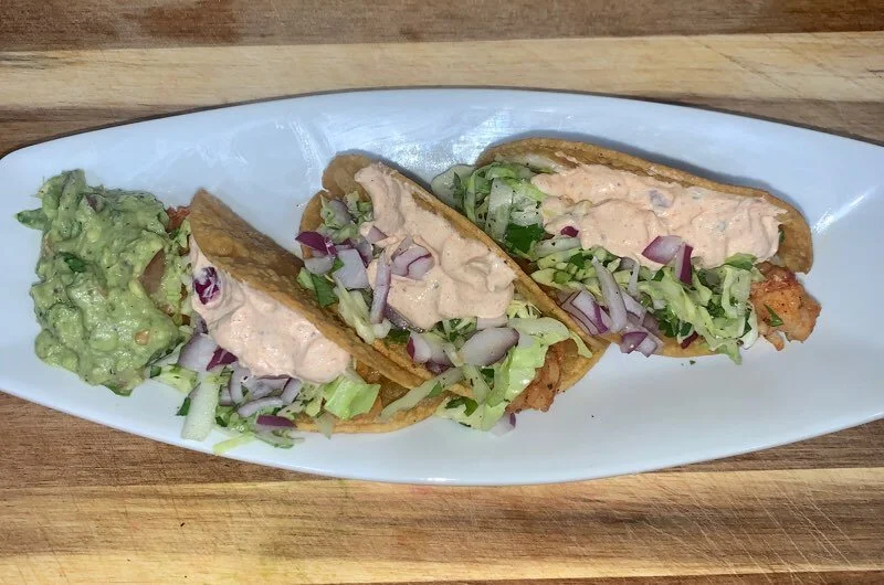 CRISPY SHRIMP TACOS WITH SOFT CHIPOTLE AIOLI