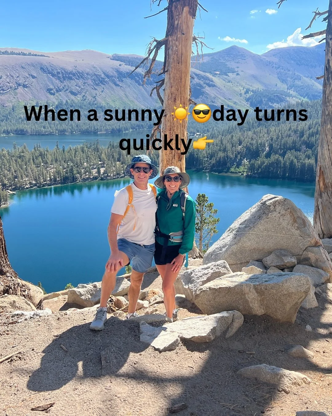 It&rsquo;s not an adventure&hellip; until it starts 🧊hailing in August. Fun day at our favorite @mammothmountain