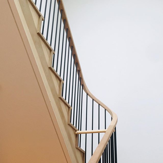 Unfinished stair turn townhouse NYC. &bull;
&bull;
&bull;
&bull;
#Townhouse #design #stair #railing #balustrade #residentialdesign #construction #architecture #architect #photography #wood #metal