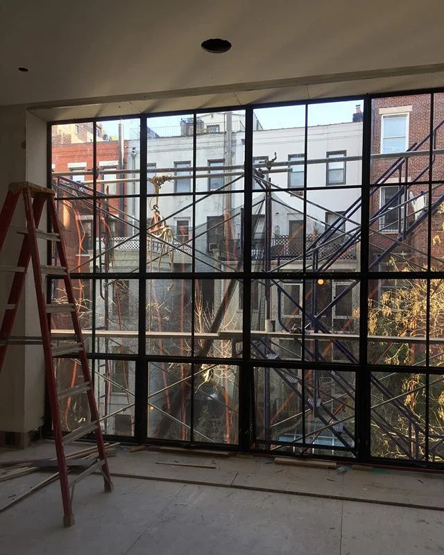 Master bedroom - townhouse under construction .
.
.
.
#modernhomes #designer #minimal #steelwindows #design #light #glass #brooklynmade #townhouse #renovation