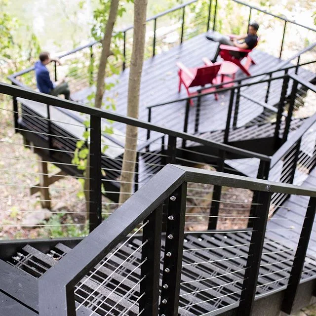 Stair down to river 
#stairs #metalstairs #indiana #landscape #landscapeanddesign #river #architecture #modernstairs #outdoors #outdoorstairs