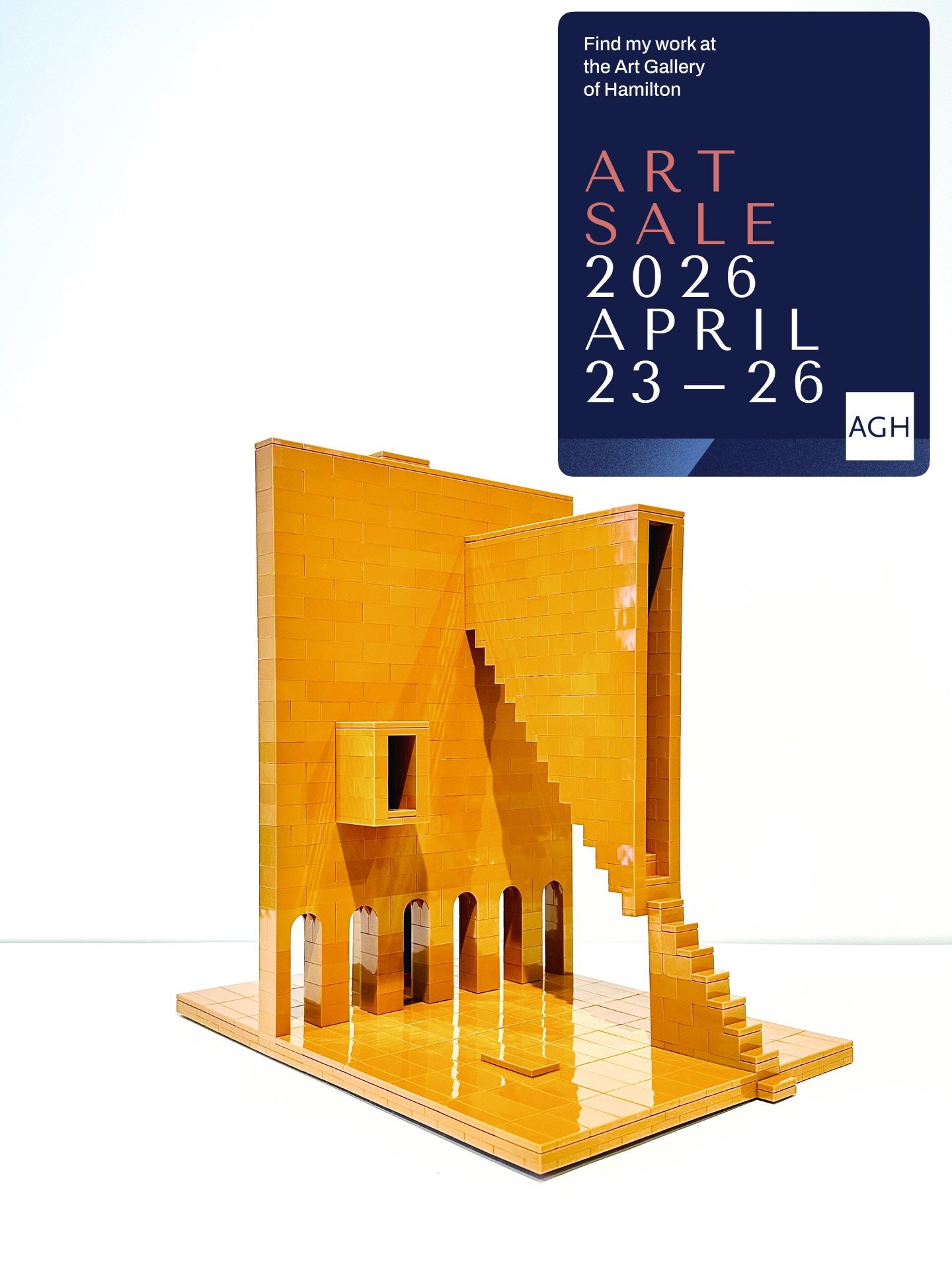 Another of my works on sale at the @agh_art_sales @at_theagh @agh_shop - a hybrid building inspired by De Chirico, @moshesafdie_designs Habitat 67 (the reverse side, anyways, not visible in this photo) and little known / underappreciated John Heyduk.