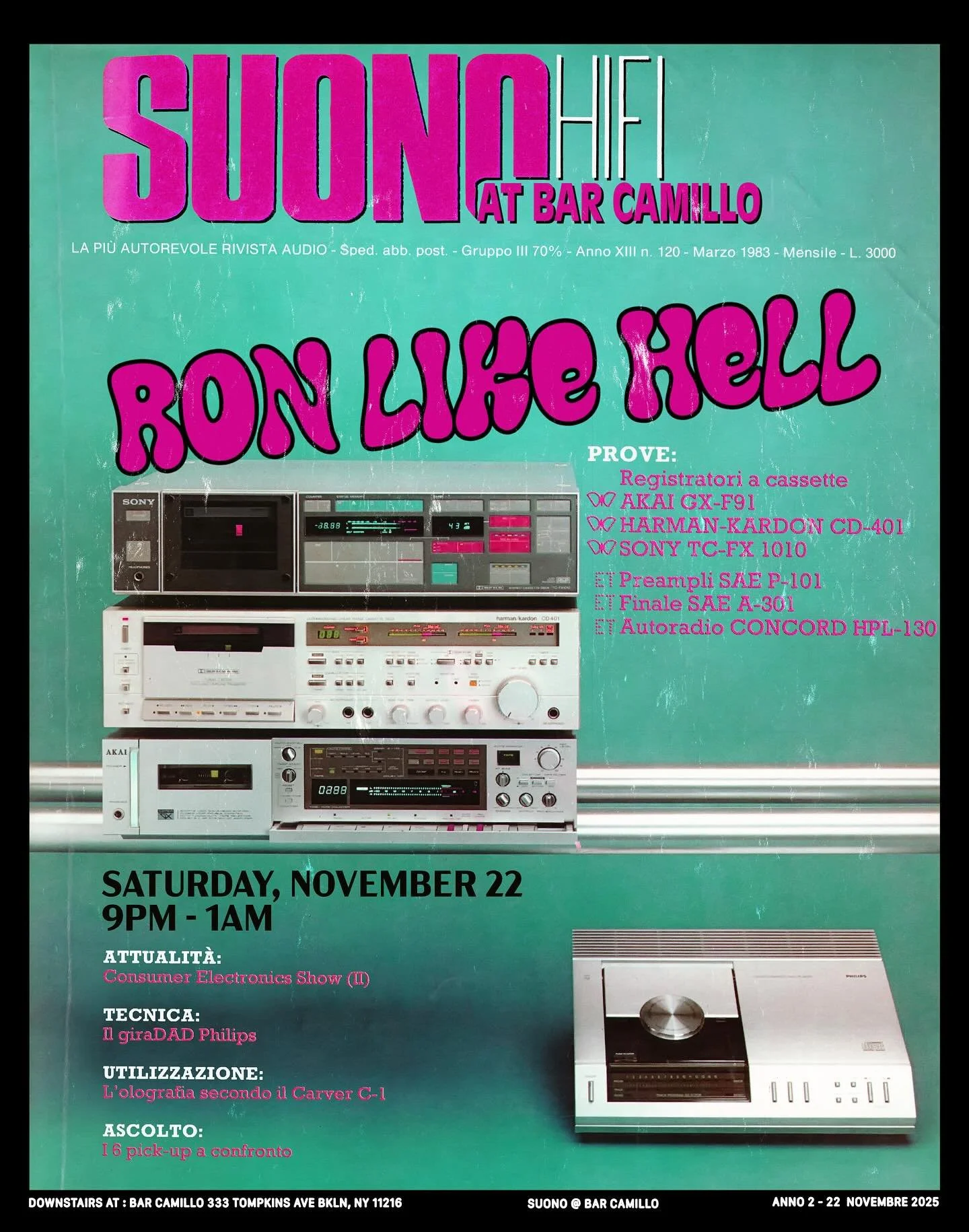 Saturday night, we&rsquo;re super excited to have @ronlikehell making his debut on the console at Suono. Ronnie will be bringing in some deeper cuts to get you in that mood. Move a little, have a drink, meet some people. It&rsquo;s Saturday night.

#