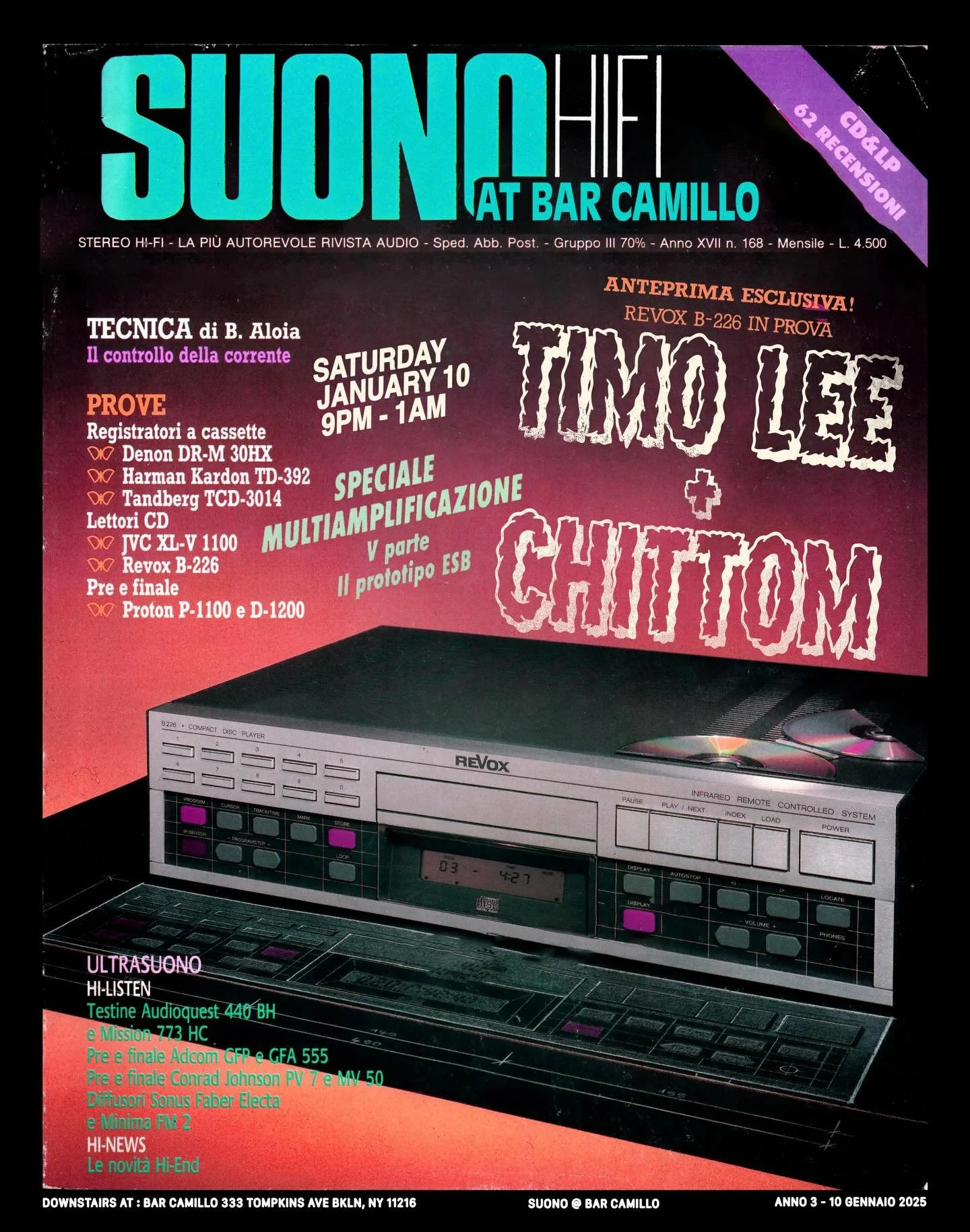 Double duty on Saturday with @timo._.lee back on the console at Suono, this time accompanied by @chittomdj. Should be a great set with stellar tunes &amp; vibes. All vinyl, 9-1, as always. 🪩🍹🍸 

#vinyl #hifi #bedstuy #tompkinsave