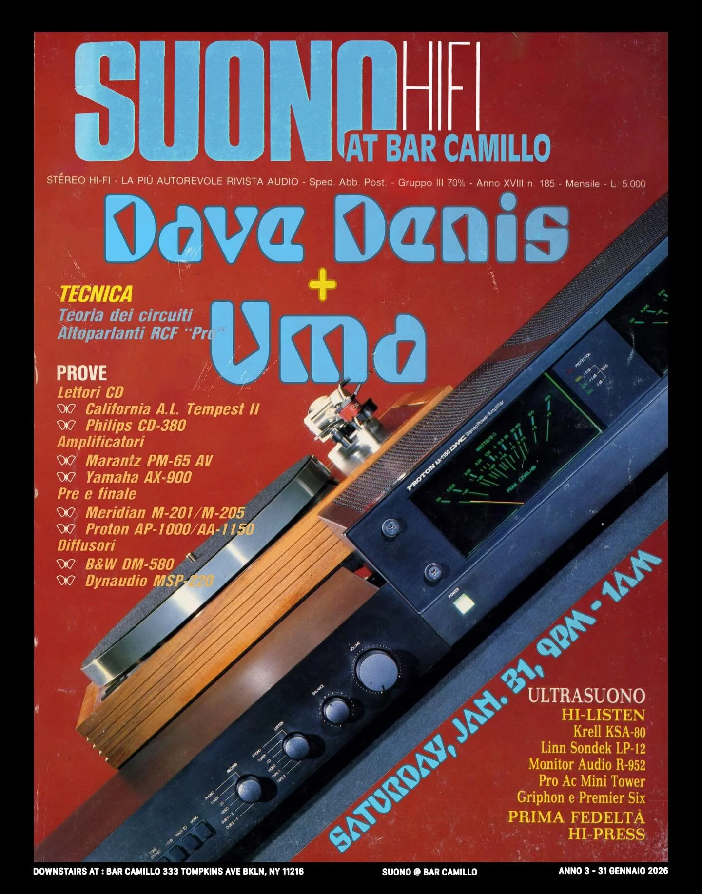 Tonight (Sat 1/31), head downstairs at 9 to hear @davodenis and special guest @_uma_dj take control of the console at Suono. All vinyl, all the time. Will be a good one.

#hifi #audiophile #bedstuy #tompkinsave