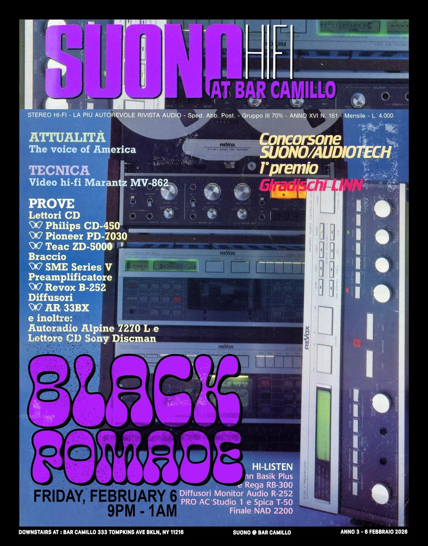 Tomorrow (Fri 2/6), we&rsquo;re psyched to have DJ &amp; producer @black.pomade on the deck at Suono. Originally from Milan, now residing in NYC via Lisbon, he has played all over Europe &amp; Asia, and we can&rsquo;t wait to see what vinyl goodies h
