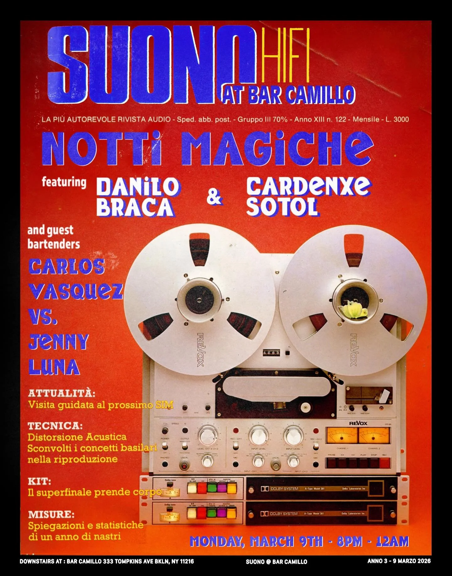 Industry night tonight 8-midnight downstairs at SUONO, with our own @danilobracatsonyc on the deck spinning an all-Italian vinyl set, @cardenxesotol providing the sprits, and dueling guest bartenders Jenny Luna (@jennyy.luna01) vs Carlos Vasquez (coc