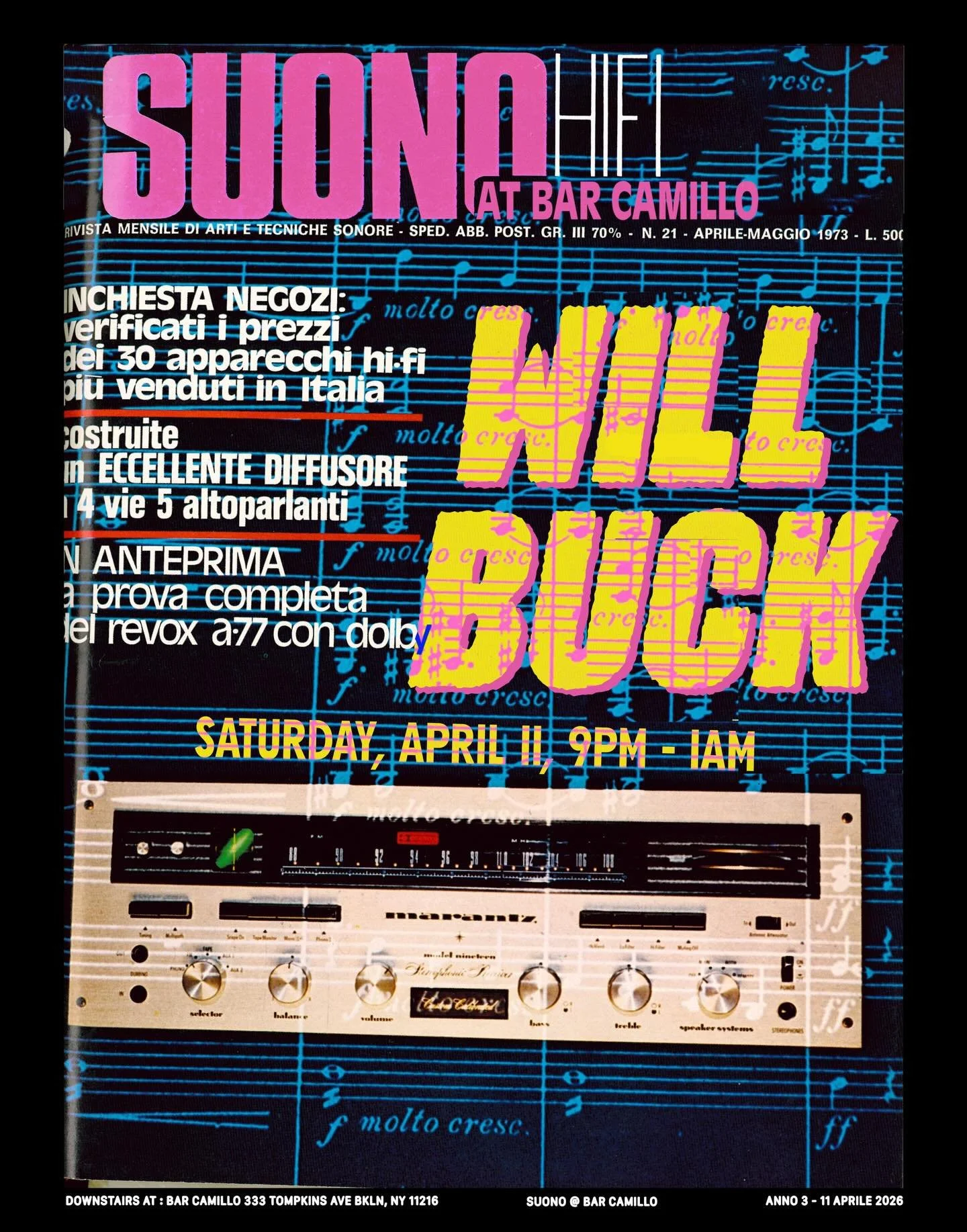 Saturday night (4/11) downstairs at Suono, we&rsquo;ve got @djwillbuck running the show. A seasoned DJ, producer and label head (@offtracknyc), we are very excited to see what vinyl selections he&rsquo;ll be unleashing. Dont miss it.

#hifi #vinyl #b