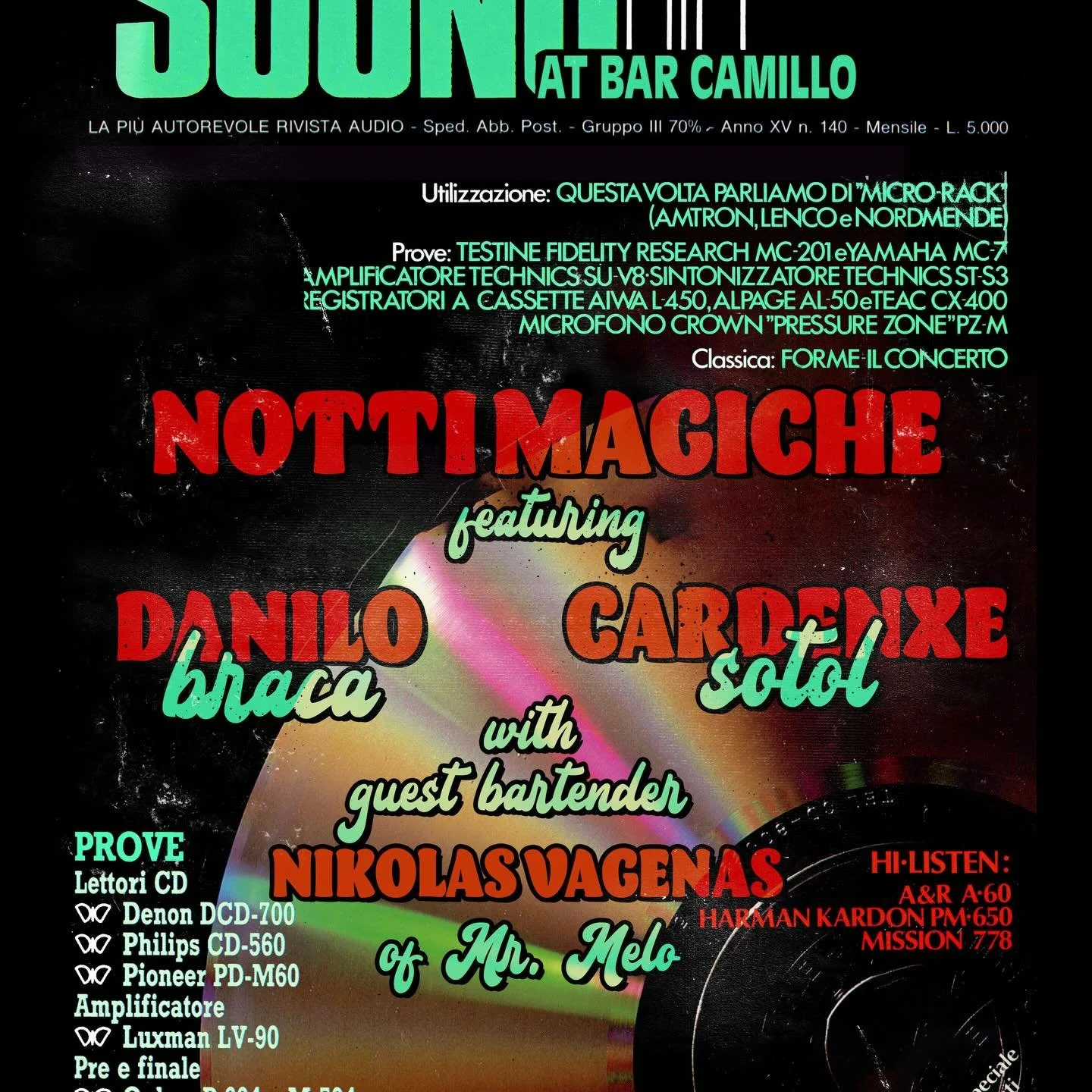 Suono tonight from 8-12! Our monthly Monday industry night, &ldquo;Notti Magiche&rdquo;, with all-Italian vinyl from our very own @danilobracatsonyc, spirits provided by @cardenxesotol, and a cocktail menu crafted and served by this month&rsquo;s gue