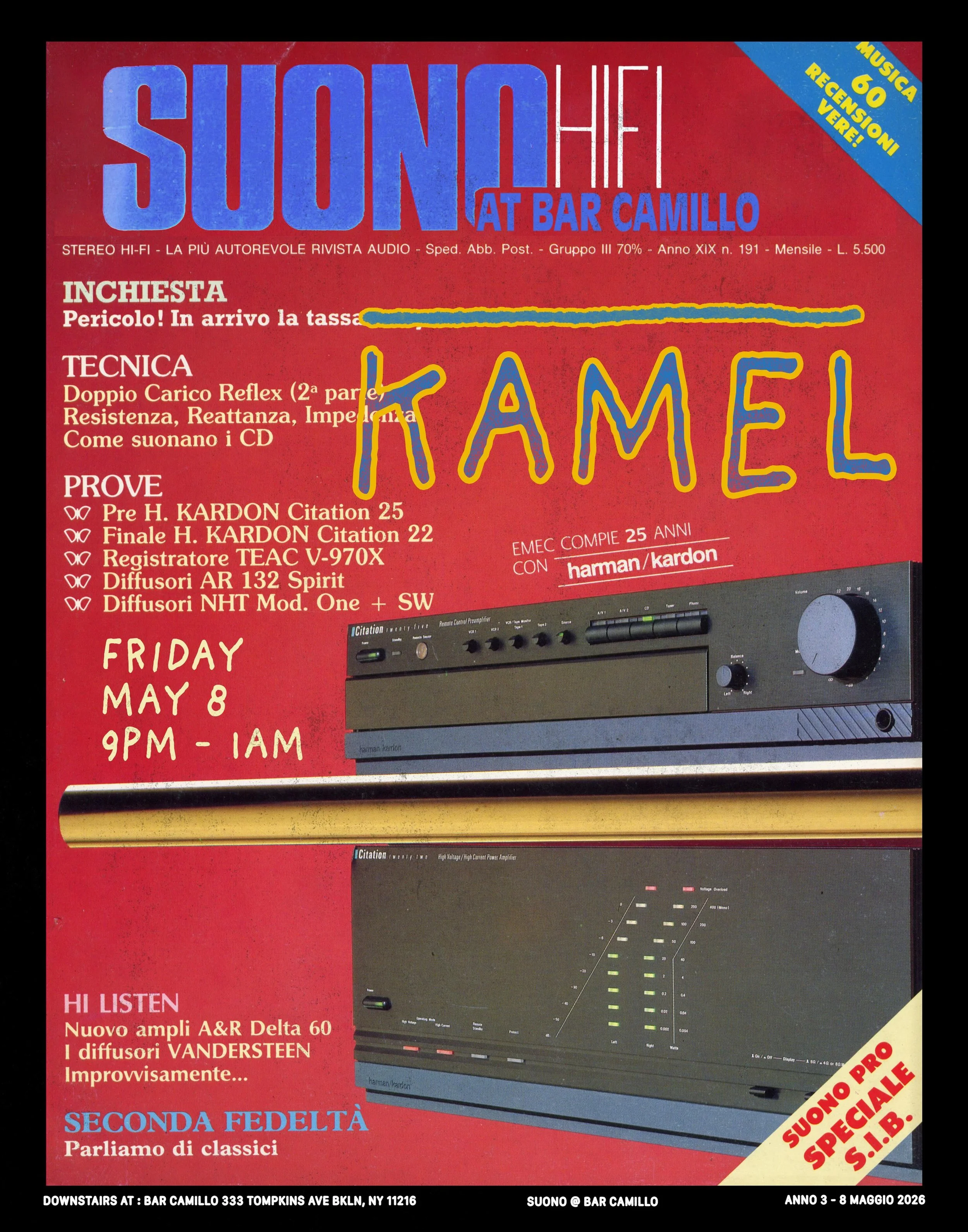 Tomorrow night (Fri 5/8), we&rsquo;ve got the incredibly talented musician and DJ @andrewkamelmusic taking control of the vinyl selections at Suono. Head downstairs at 9 to start your weekend off right. 

Saturday, we are closed for a private party. 