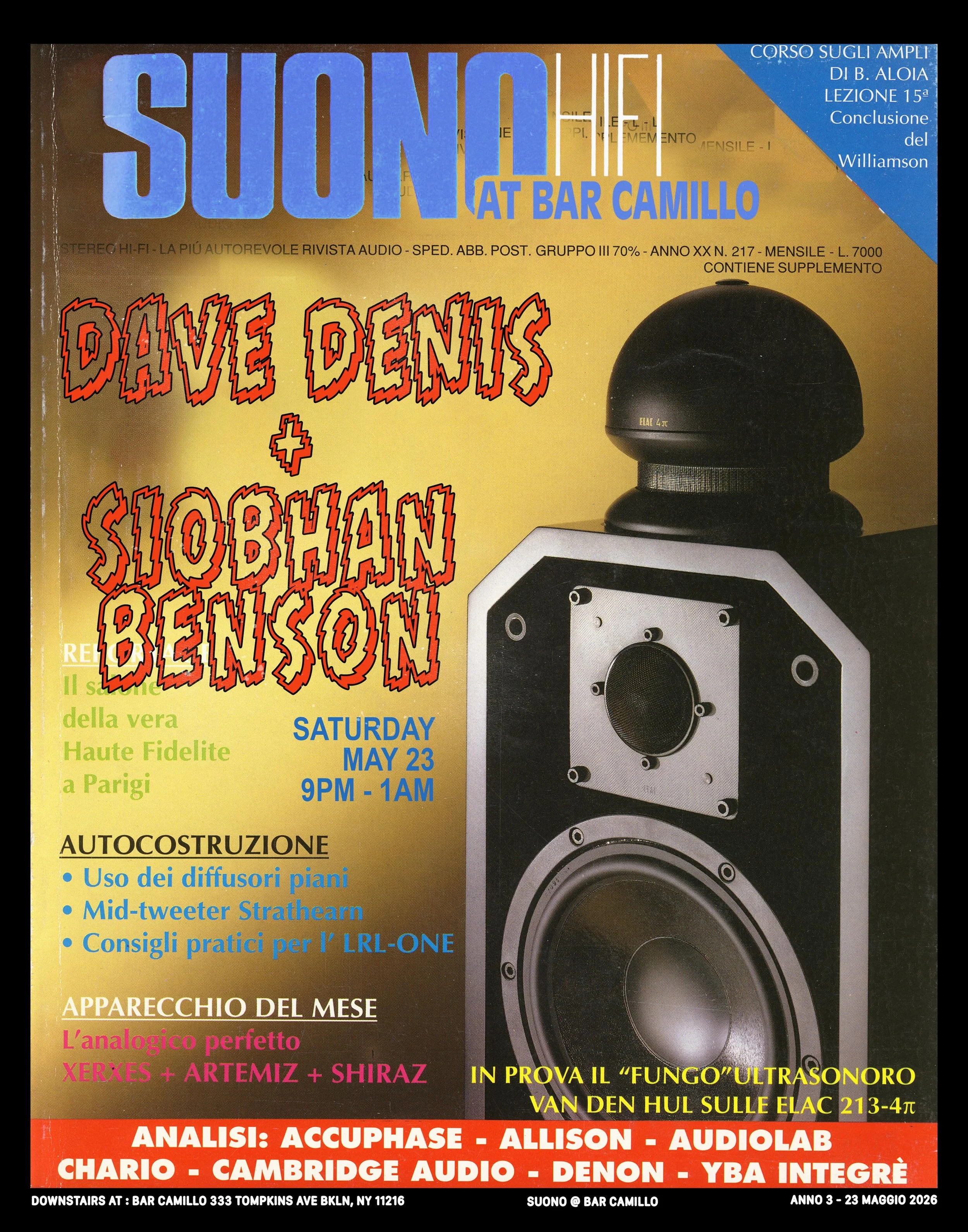 Saturday night, @davodenis is back at Suono, this time joined by DJ &amp; @cutloosebk owner @siobhanbenson_ for an epic all-vinyl battle royale. Get down to get down. 9-1am.

#vinyl #hifi #bedstuy #tompkinsave