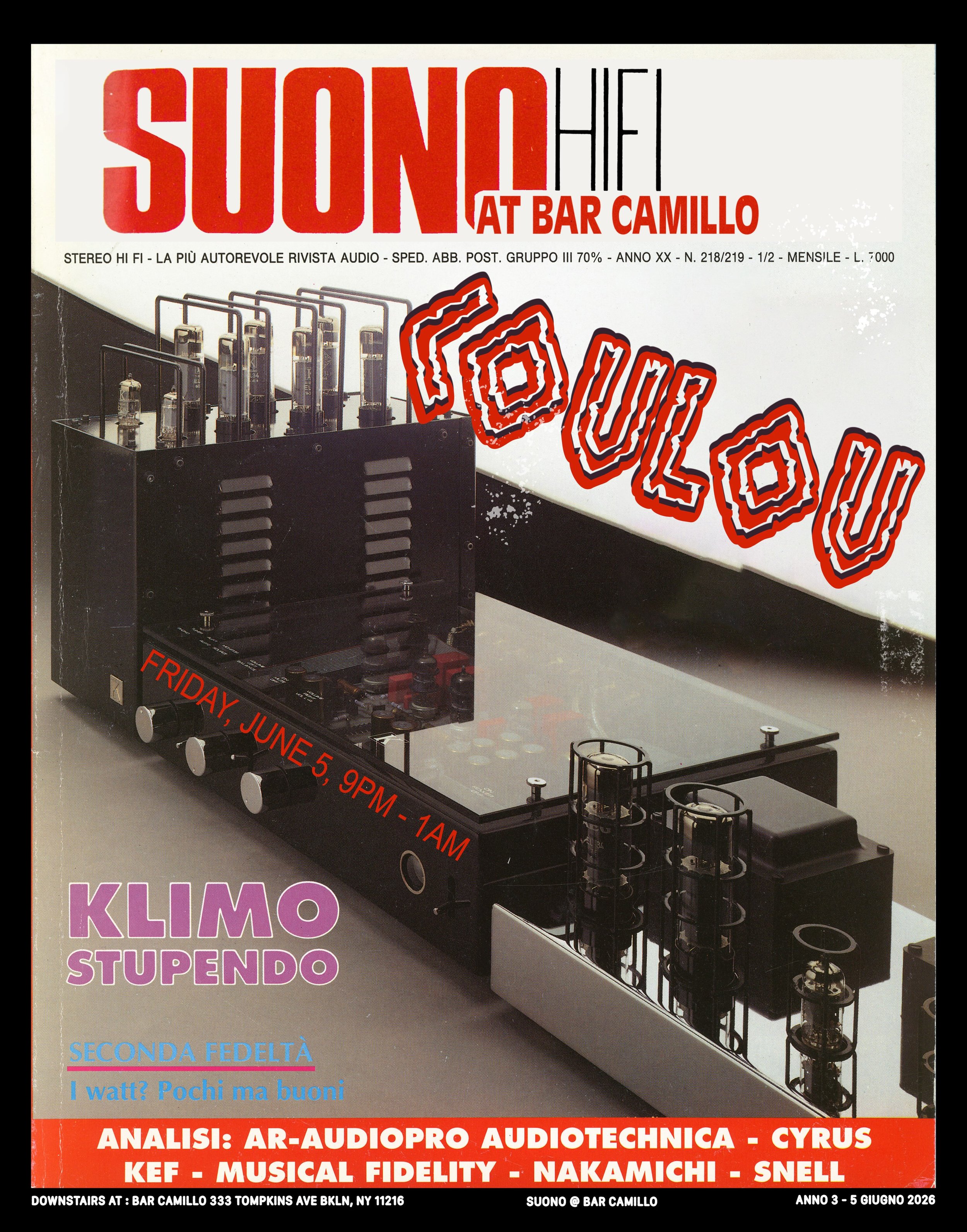Tonight! @coulou__ is taking control of Suono. Don&rsquo;t miss this one. 9-1am downstairs. 

#hifi #vinyl #tompkinsave #bedstuy