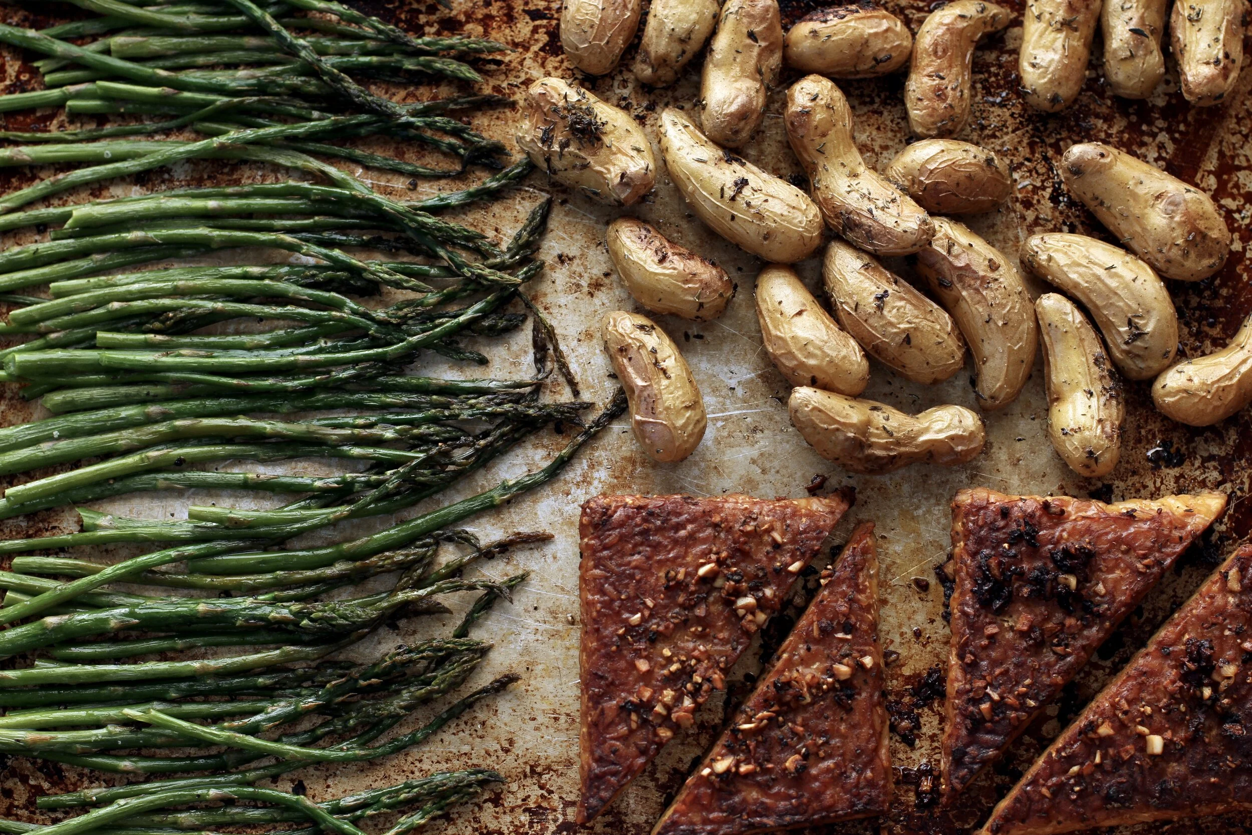 Vegan Sheet-Pan Springtime Tempeh Dinner for Two