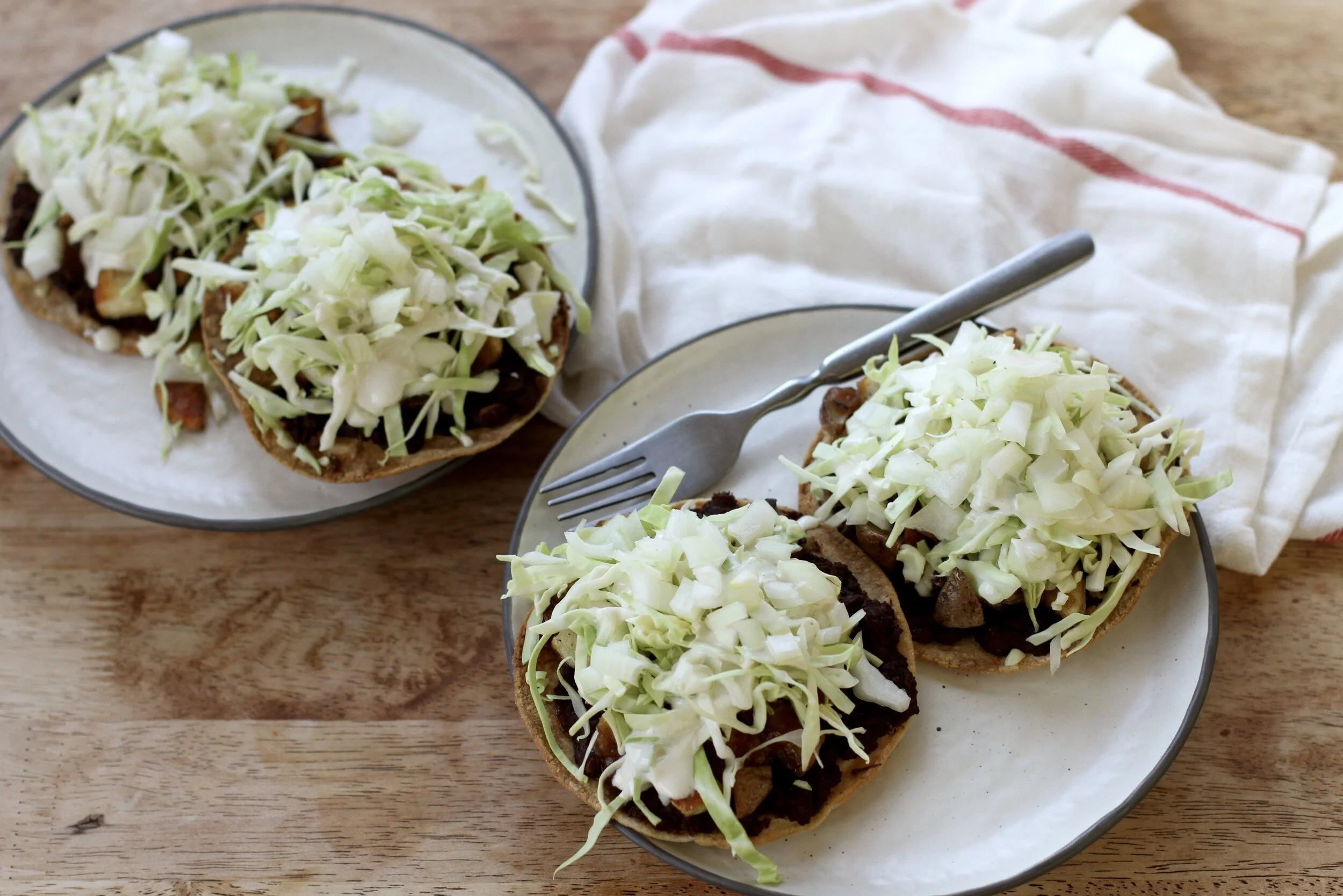 Vegan Sheet-Pan Bean and Potato Tostadas