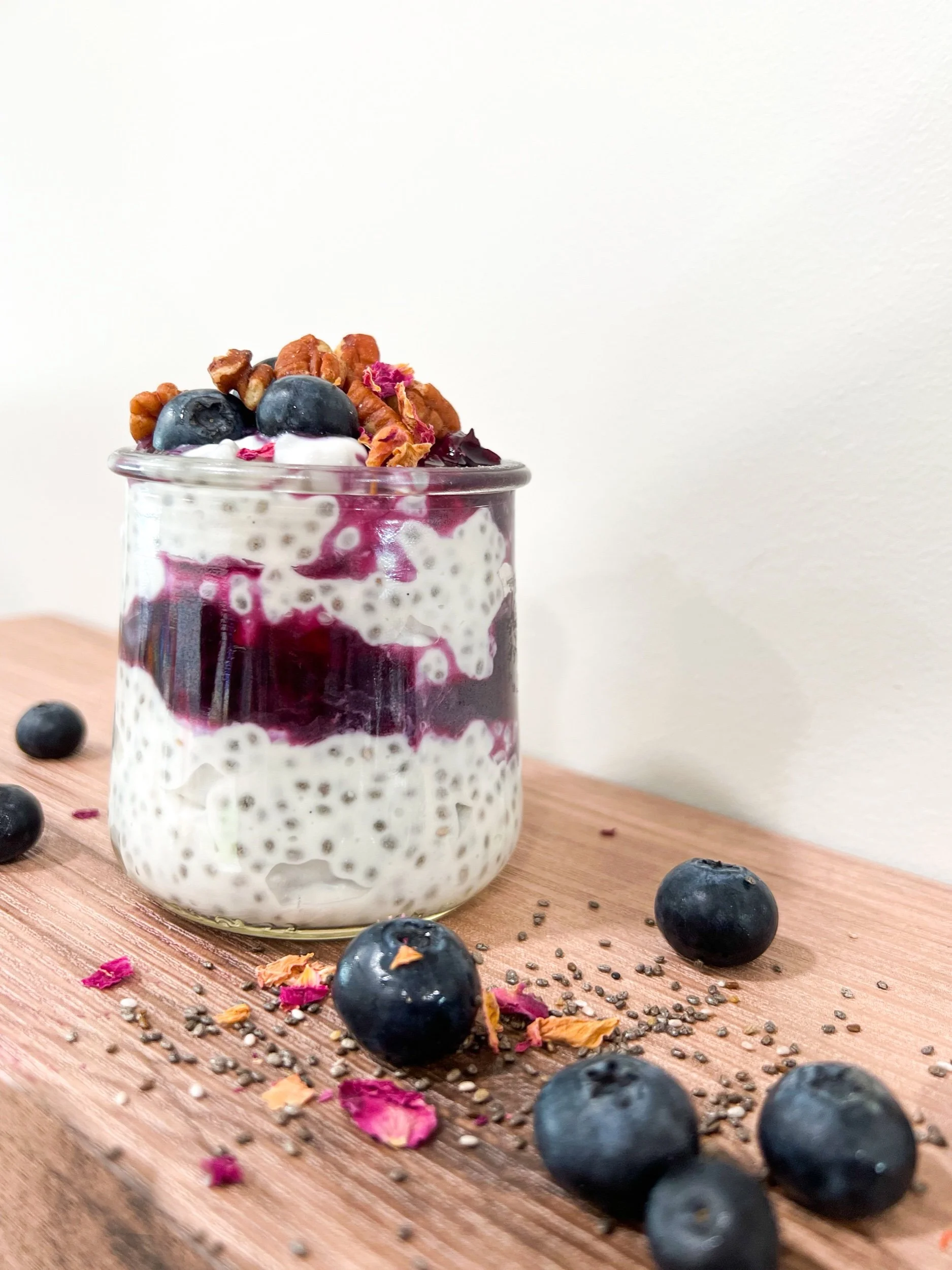 Blueberry-Rose Coconut Chia Pudding