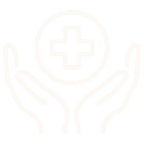 Two hands wrapped around a nurse icon