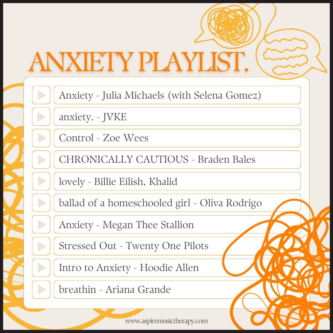 Anxiety is one of the most common mental health experiences for all ages. As music therapists, we have the opportunity to use music to help other identify and discuss this anxiety - so here's a list of pop songs to make this approachable to your teen