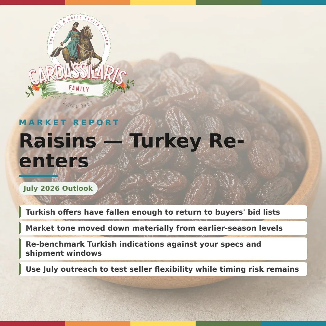 July 2026 Raisins Outlook: Turkey Re-enters Buyers' Radar After Lower Offers