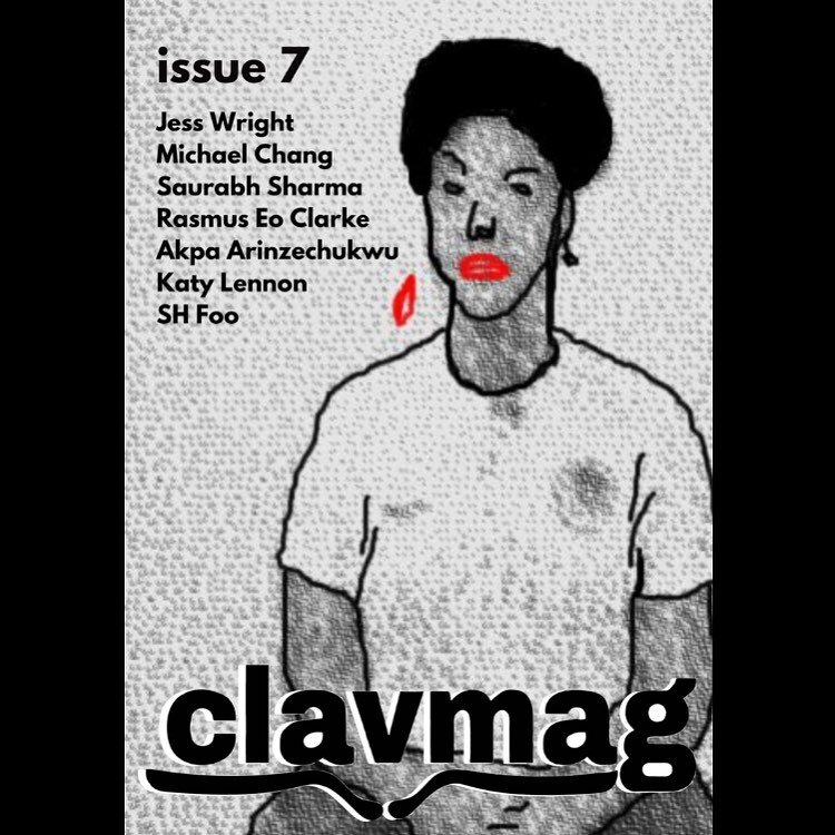 CLAVMAG ISSUE 7 is LIVE! Featuring an all star cast. Available for pdf download in our bio and to read online on our website. ❤️❤️❤️ 
Cover design by Akpa Arinzechukwu. 

[image description: clavmag issue 7&rsquo;s front cover! a fuzzy drawing of a b