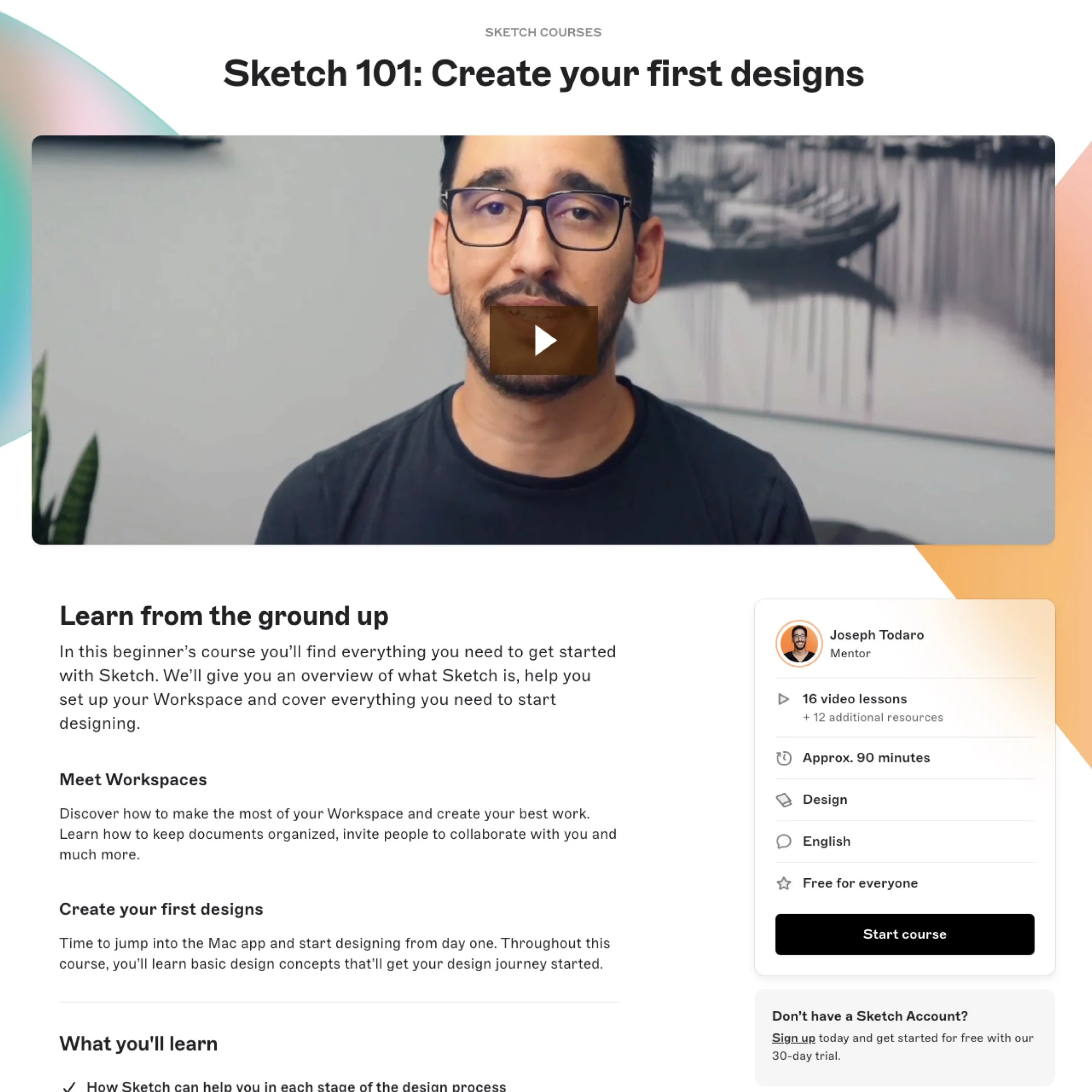 Sketch 101 course 