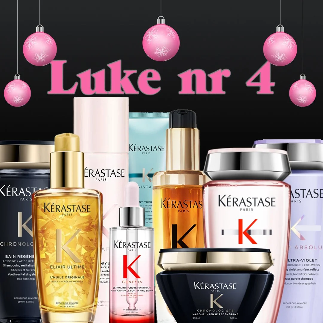 🎄LUKE 4 &ndash; EN EKSTRA FIN AVSLUTNING🎄

I &aring;rets siste luke kan du vinne &eacute;n av f&oslash;lgende premier:
❤️ Gavekort p&aring; klipp + farge i valgfri Ramsvik-salong
eller
❤️K&eacute;rastase-produkter til en verdi av inntil 2000 kr

Fo