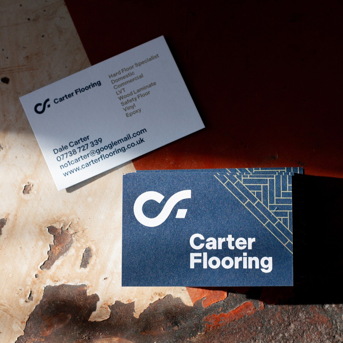 A mini brand creation for @carter.flooring including some luxe business cards printed with #hashtagMOO
