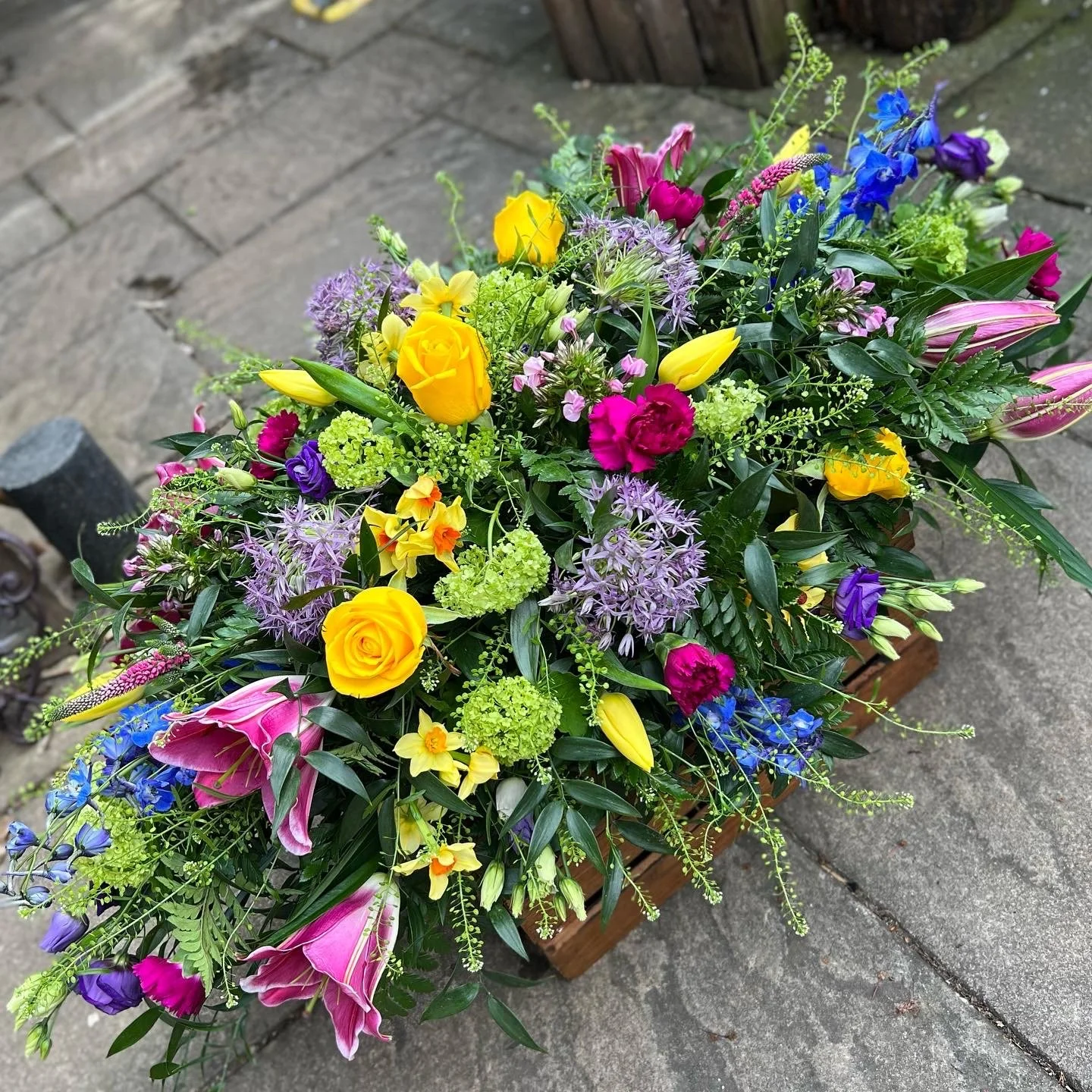 Mixed Brights Coffin Spray