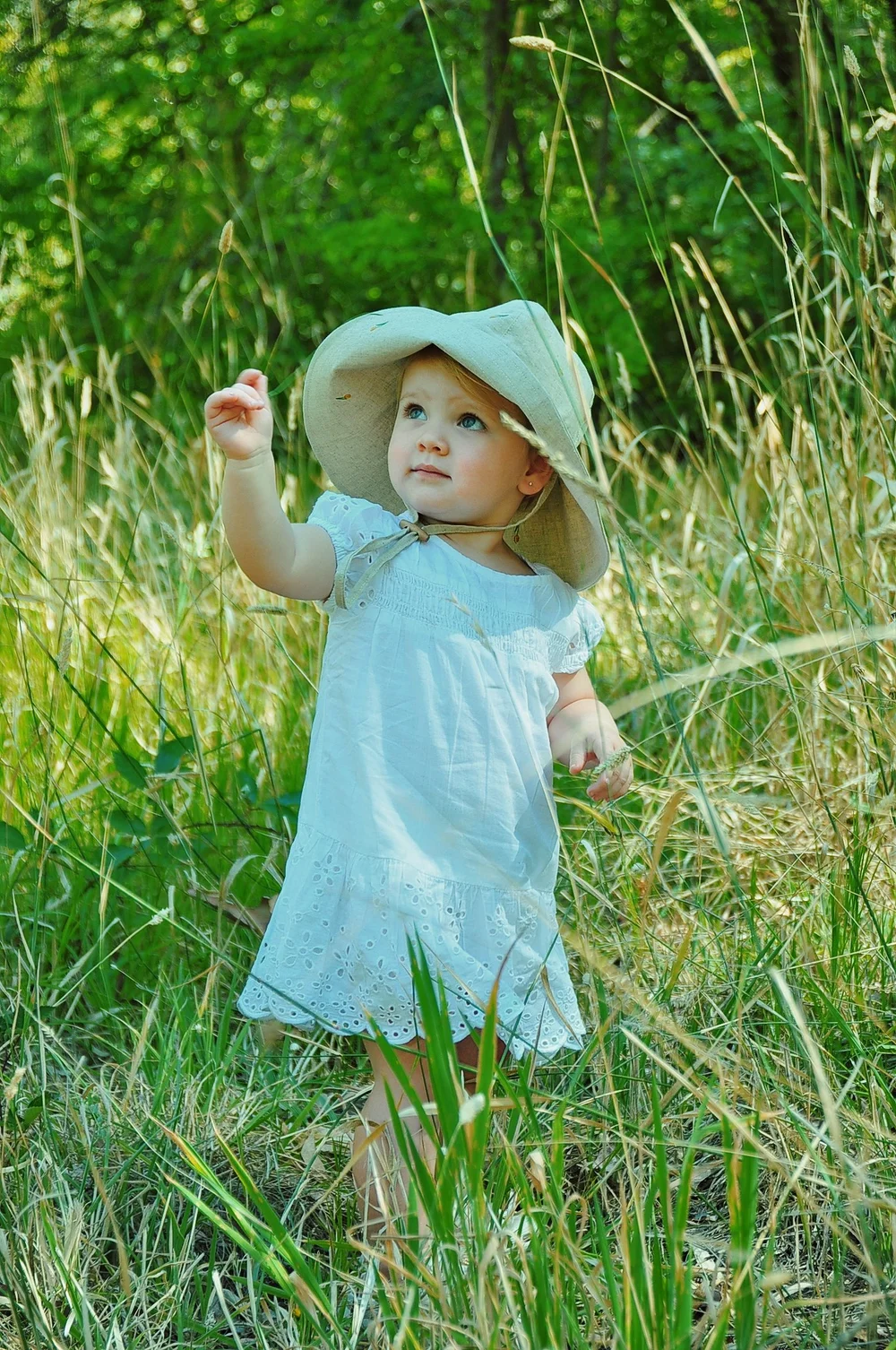 Kids Yellow Tulip Wide Brim Summer Sun Hat
