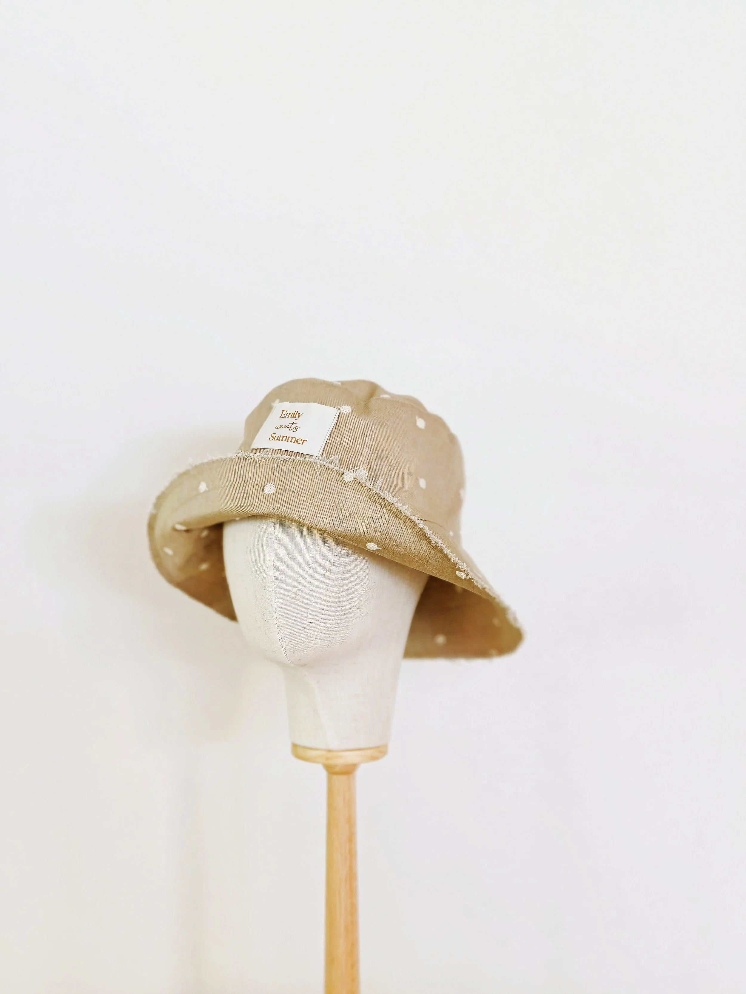 Unisex Summer Denim Bucket Sun Hat - Cookie Dots