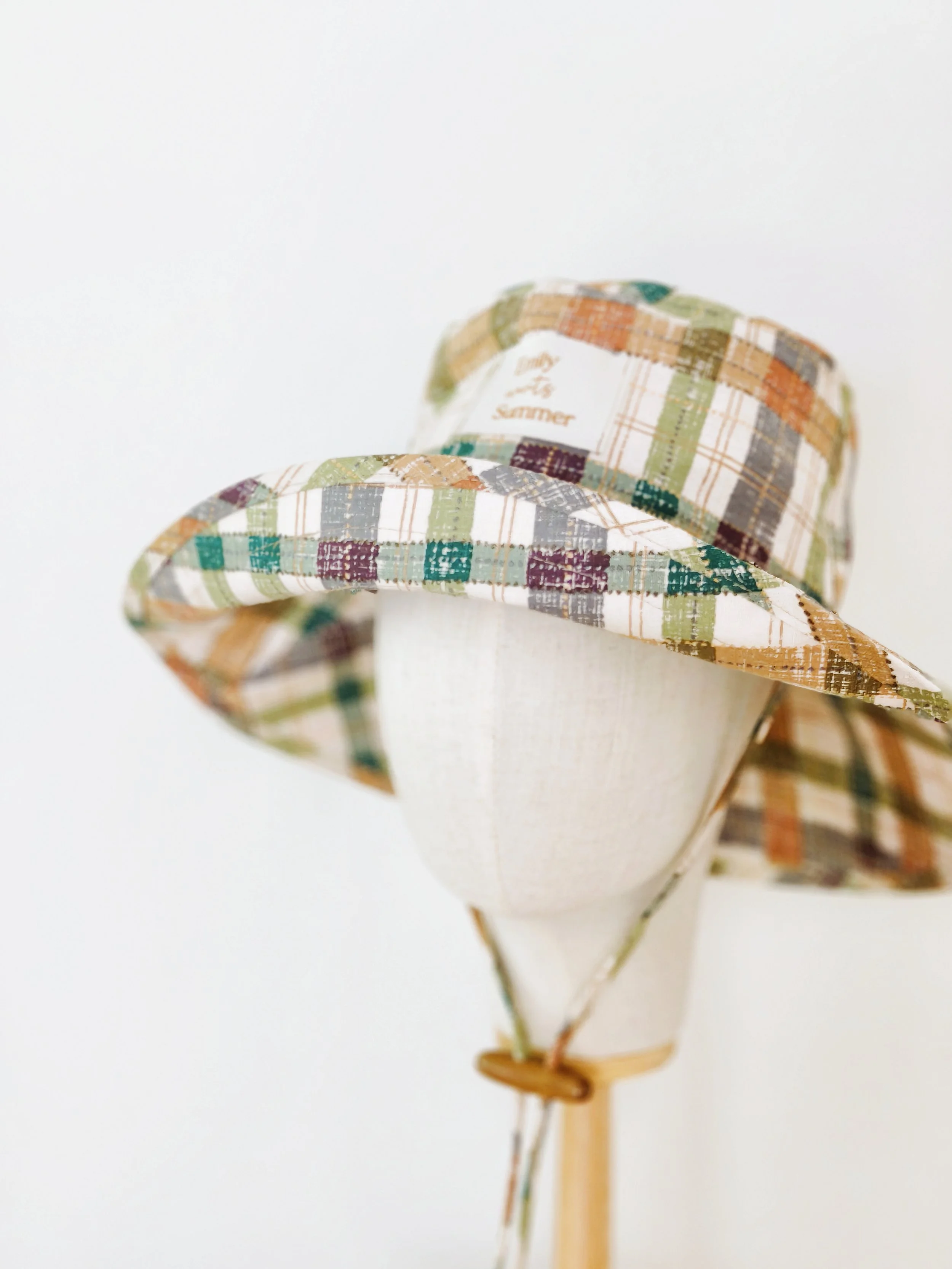 Check Wide Brim Summer Sun Hat -  Apple Tree