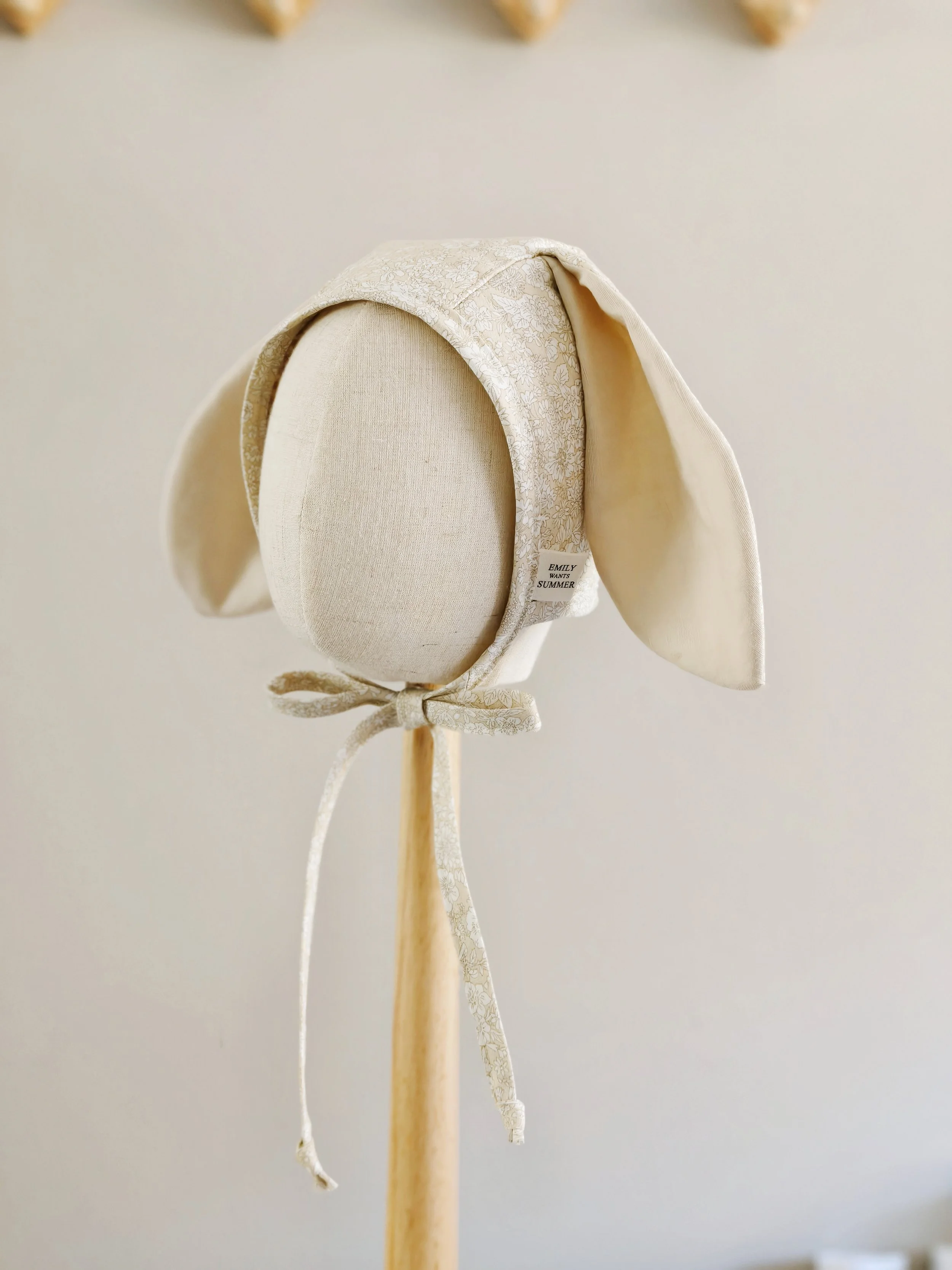 Baby Quilted Bunny Bonnet - Ivory Floral