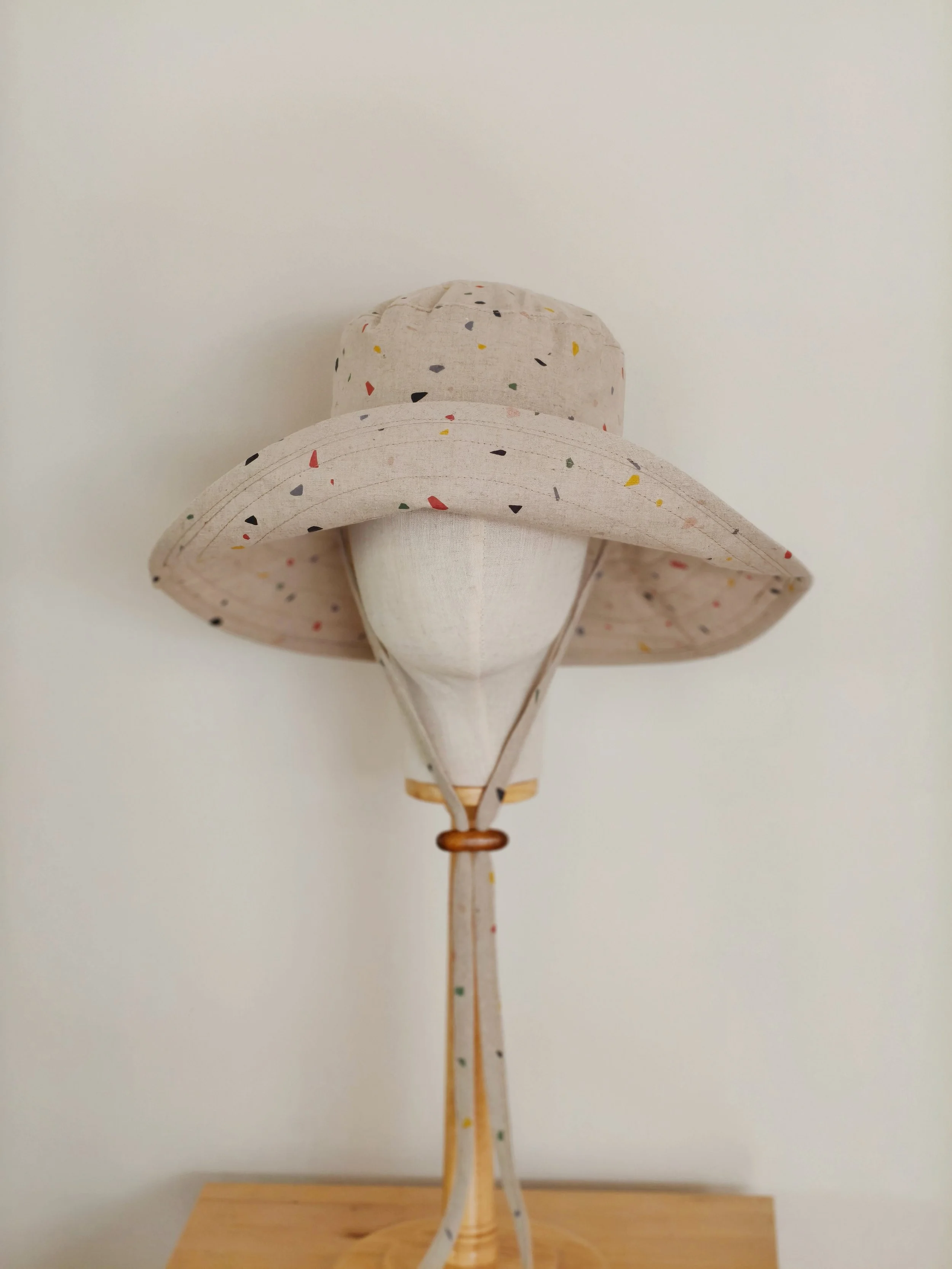 Adult Summer Cotton Wide Brim Sun Hat - Almond