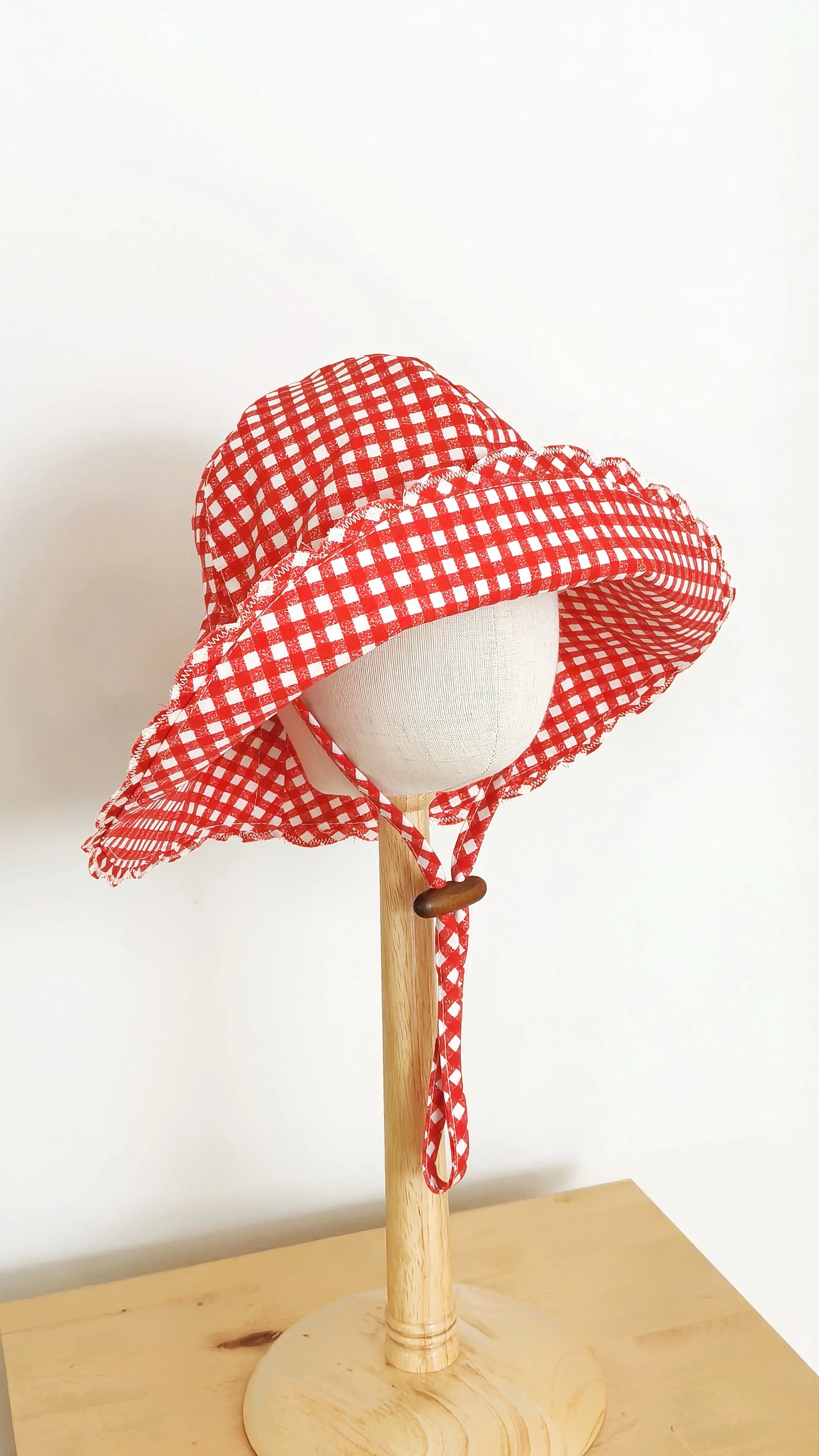 Kids Wide Brim Cotton Summer Sun Hat - Cherry Cake