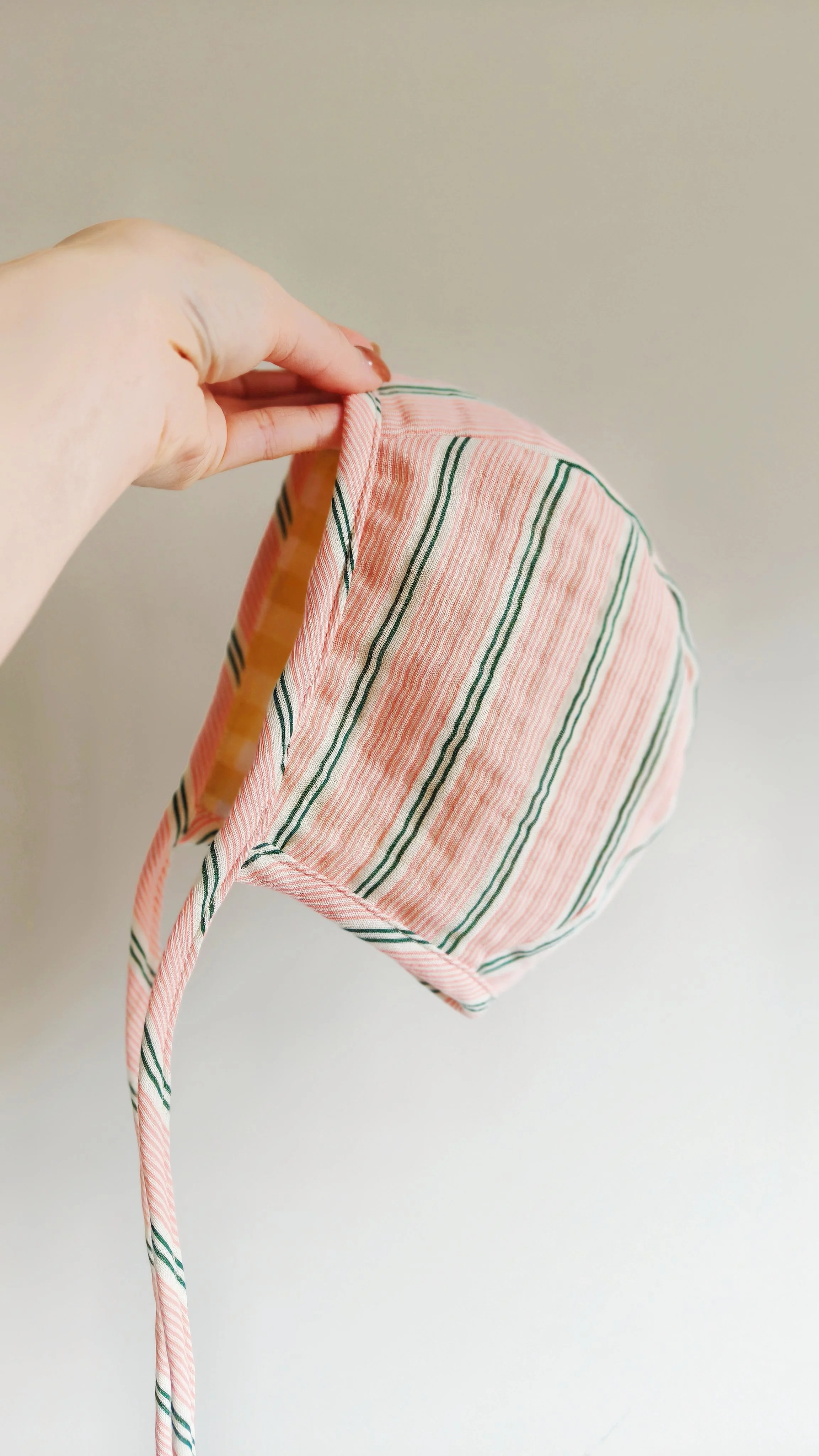 Baby Cotton Seersucker Bonnet - Pink Soda