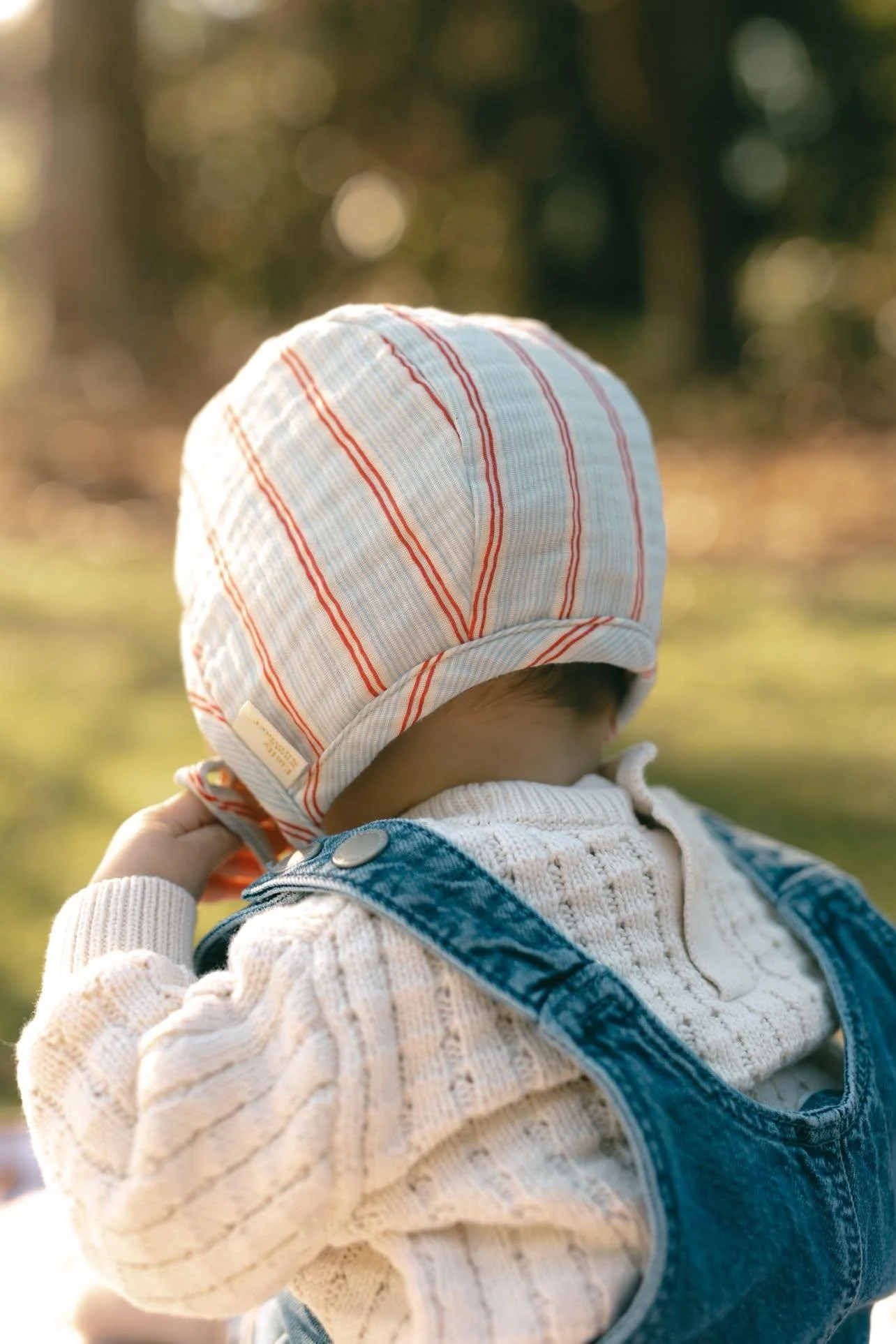 Baby Cotton Seersucker Bonnet - Ice Crayon