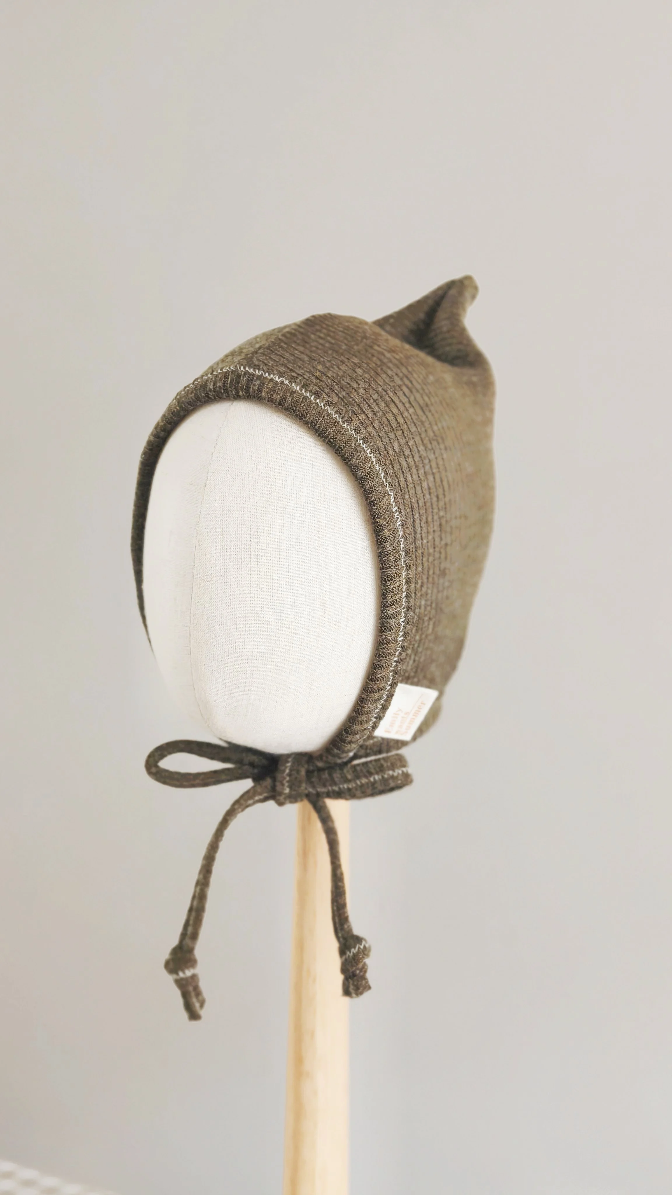 Baby Cotton Pixie Bonnet - Olive