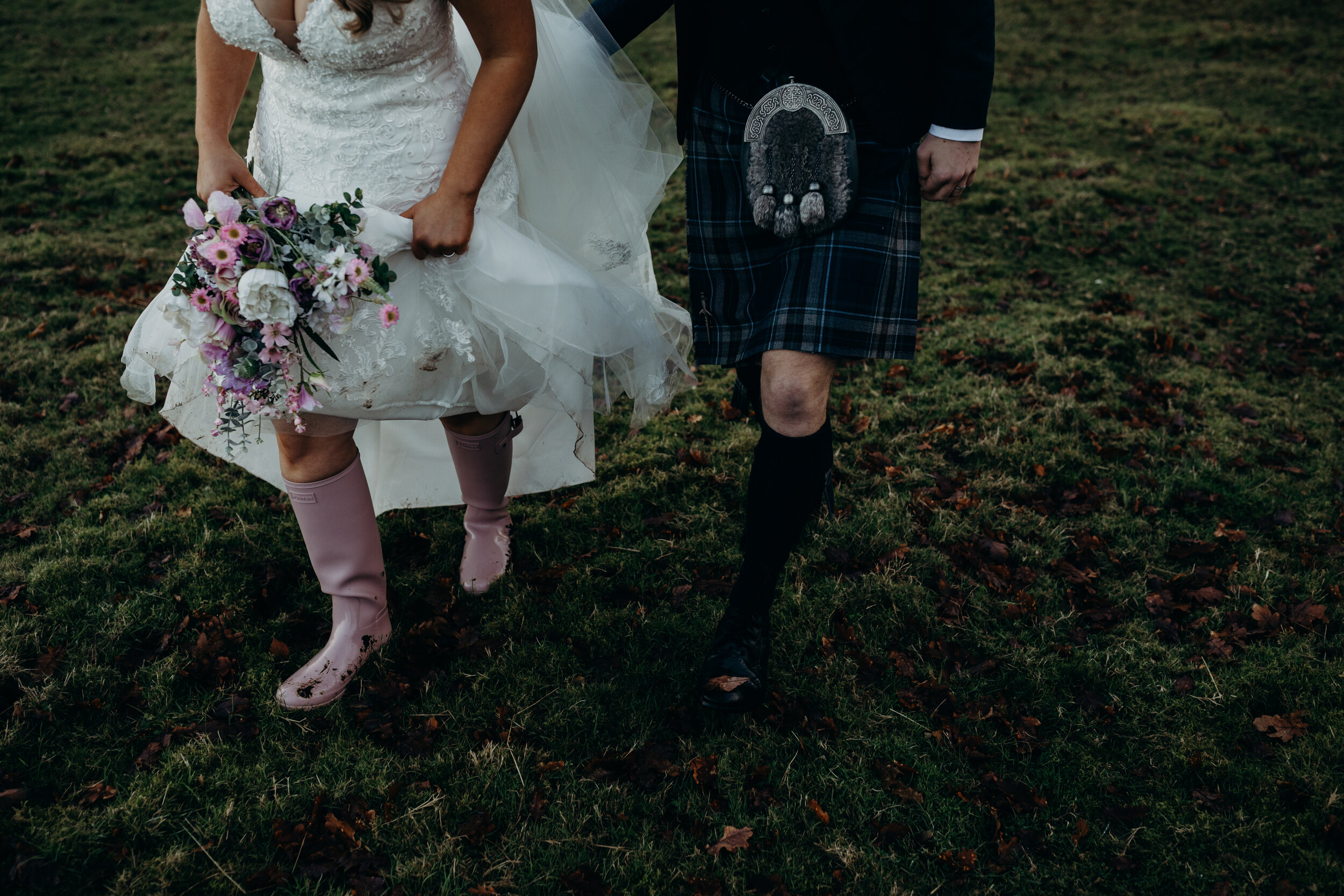 fruin farm micro wedding loch lomond scotland bride in wellies