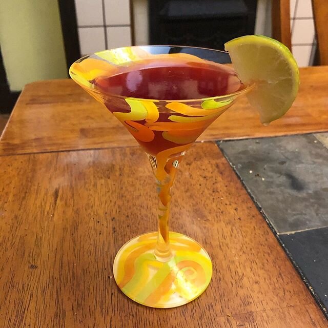Tonight&rsquo;s #quarantinecocktail is a pomegranate cosmopolitan . It is 2 parts vodka, 1 part orange liquor, 1 part pomegranate juice, and 1/2 part lime juice. I think I like it better than traditional cosmo. And I really like cosmos. The creation 