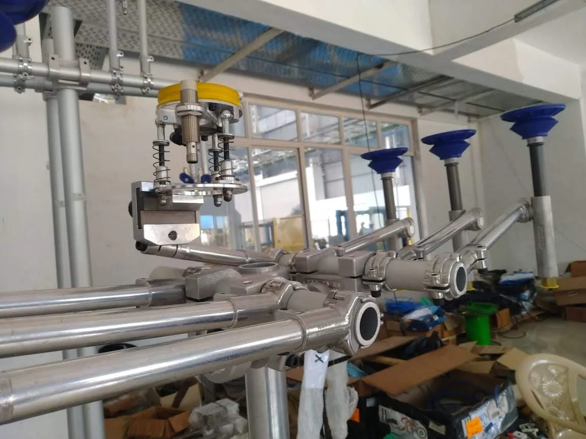 Grippers fitting ,welding &amp; manual testing ready to robot arm.Pune (India) 2019
