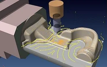 Rouhgness procedure (Z level machining) ,lifting hooks integrated in bottom mould.Vericut Simulator.BATZ 1990