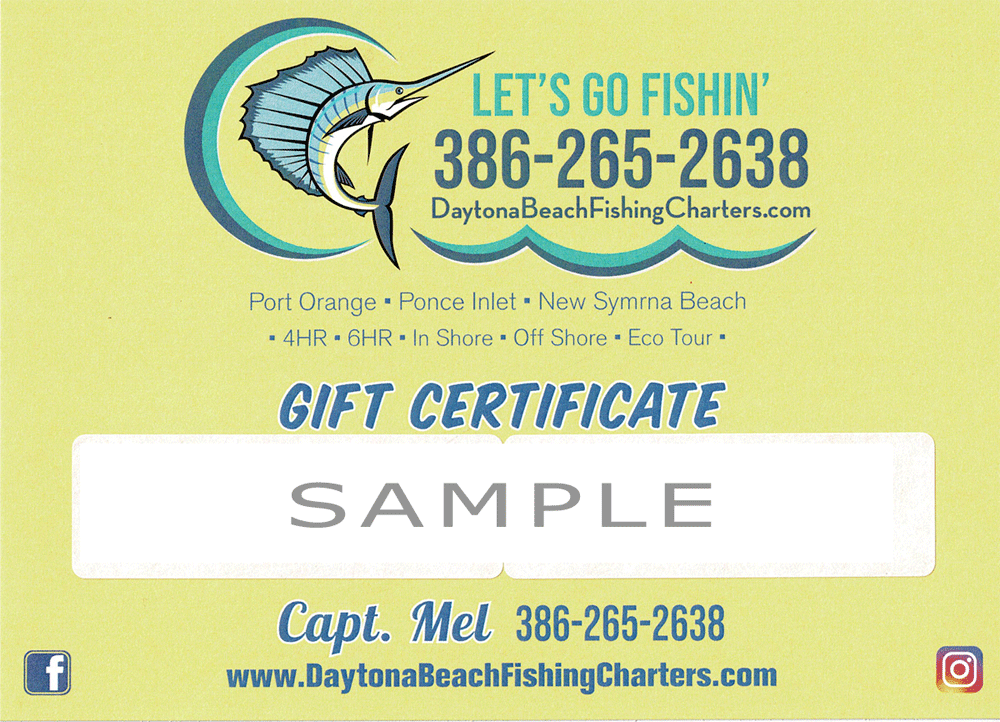 Gift Certificates for Daytona Beach Fishing Charters