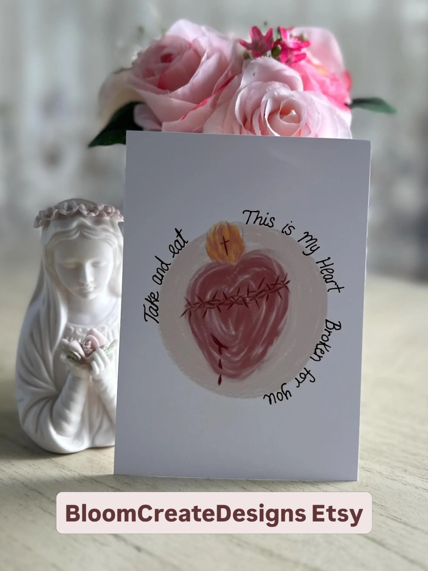 &ldquo;Take and eat&hellip; this is My Heart blessed, broken, and given for the life of the world.&rdquo;

https://bloomcreatedesigns.etsy.com/listing/4374923442

#holycommunion #holyeucharist #catholics #catholicart #eucharist