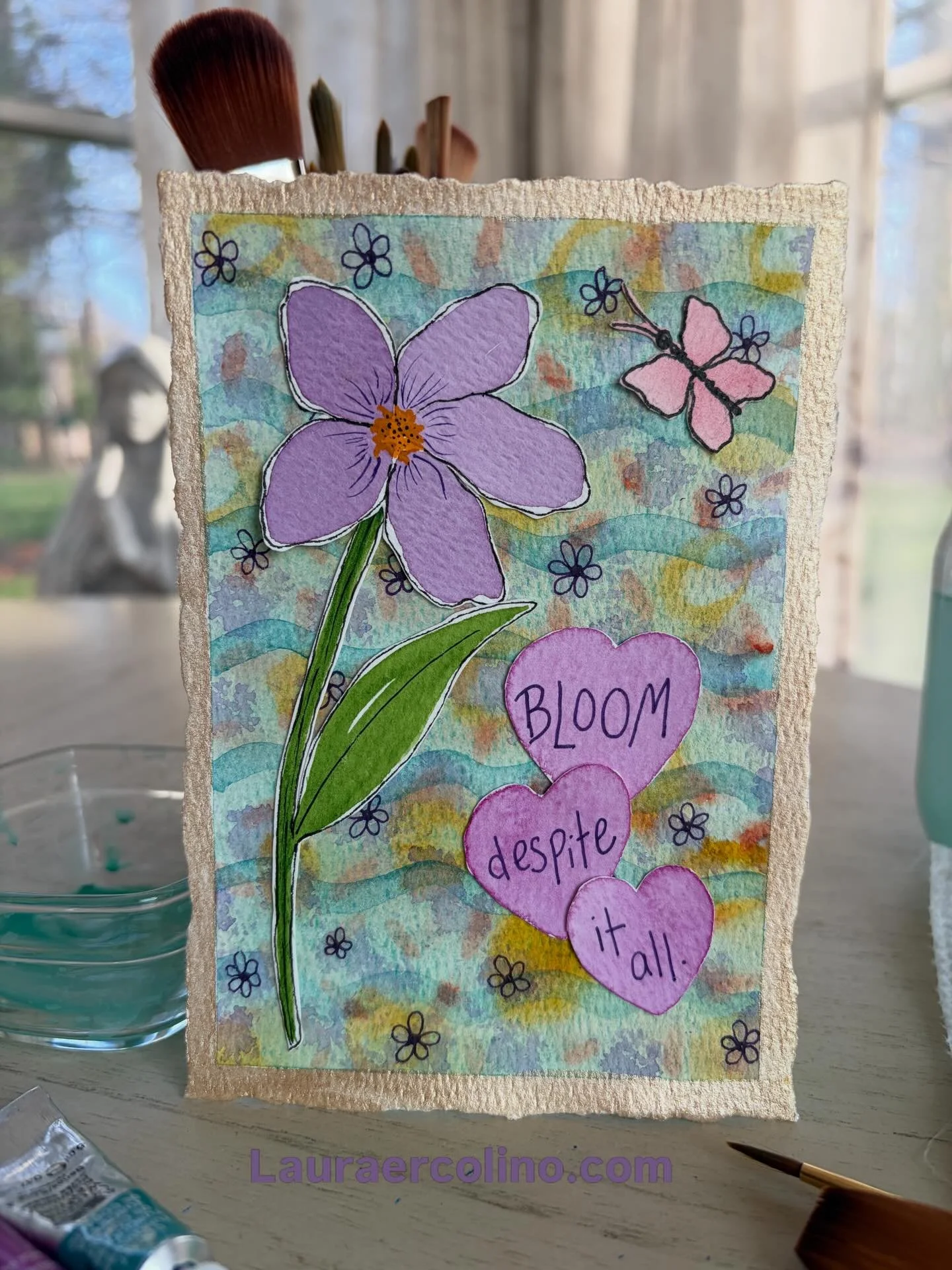 I&rsquo;ve been dealing with a flare up of my autoimmune disease and unable to work on any large paintings but I still need to be creative. I&rsquo;ve been playing with watercolor collage and finding it relaxing and healing. 

#artheals #collage #wat