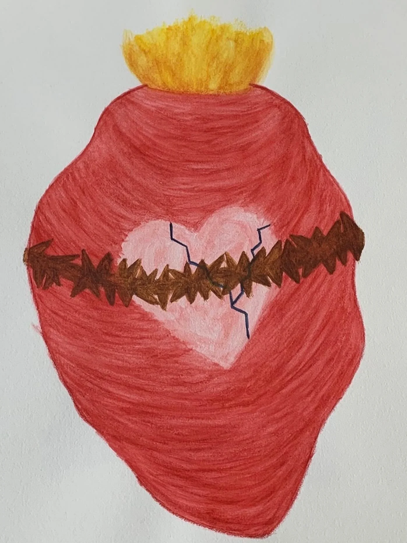 In His Most Sacred Heart, my broken heart is healed.

Therapeutic art piece from 2017 done with Inktense pencils

#sacredheart #healingart #therapeuticart #artheals #brokenhearted