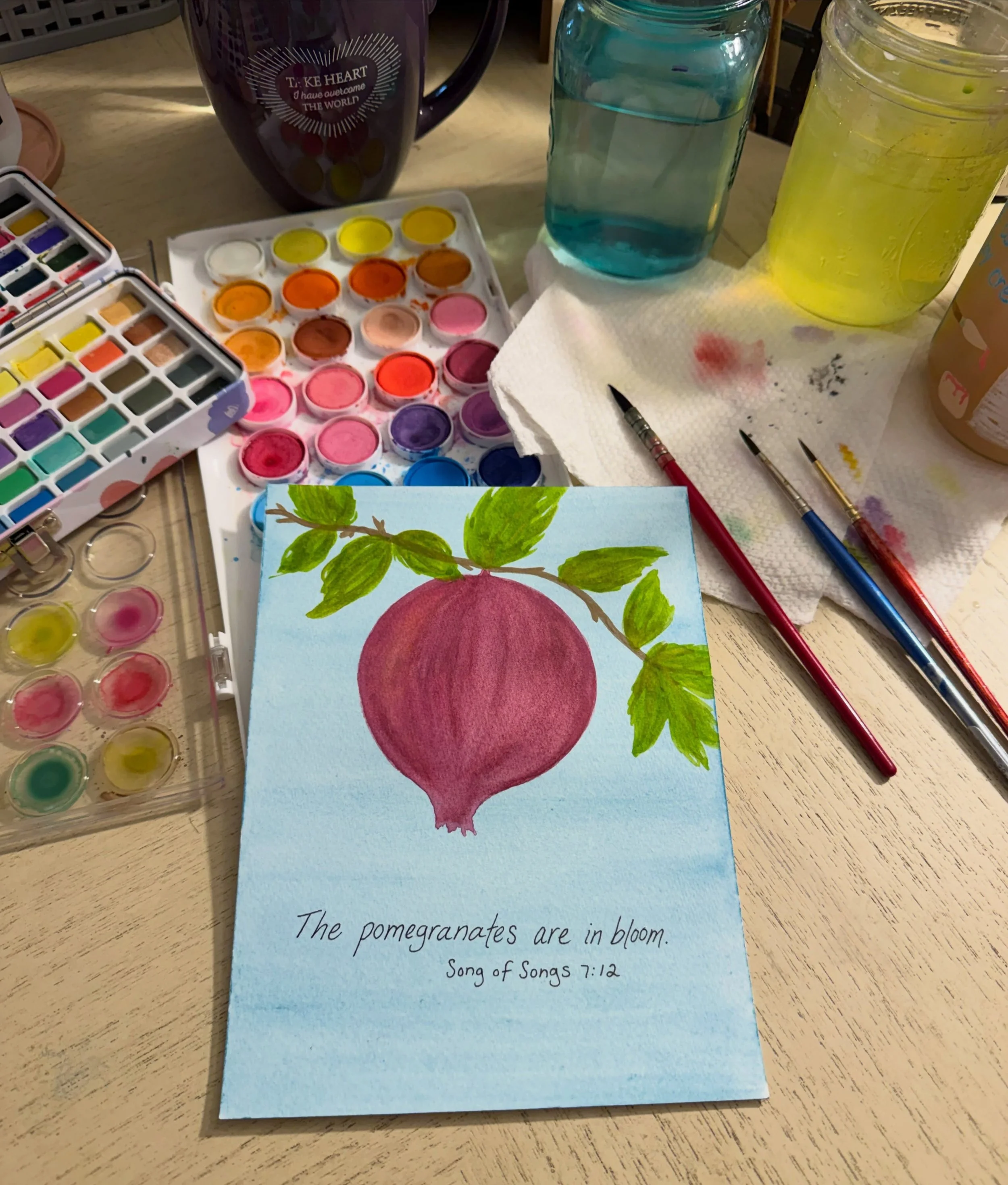 First watercolor sketch in my new home! 🏡 In the past few months, my creative activity has been setting up the first Hope&rsquo;s Home with three other women. I was excited to get a little quiet prayer time with my watercolors last weekend. Of cours