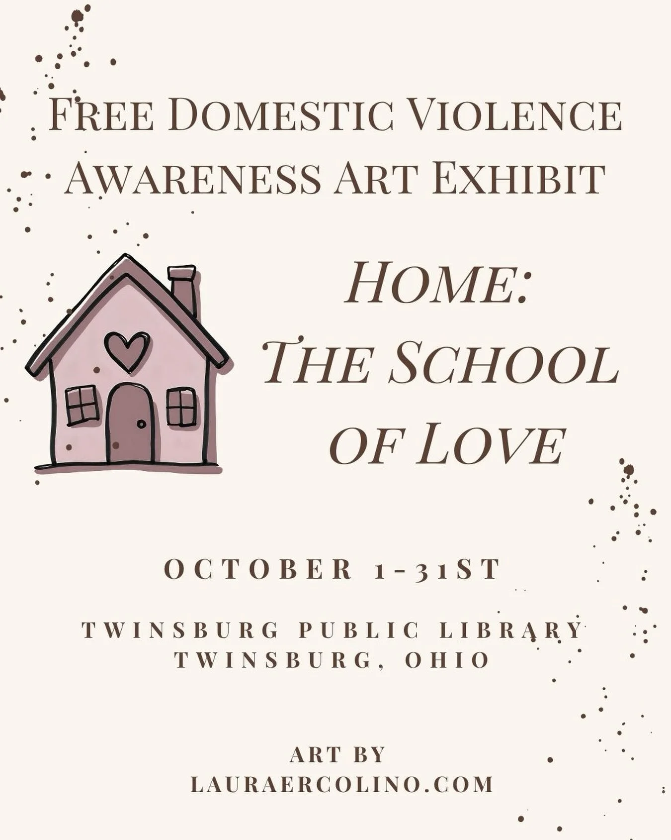 The @twinsburglib and I are collaborating to raise awareness about domestic violence and its impact on women and children and the whole of society. October is Domestic Violence Awareness Month and the library will be hosting a free art exhibit entitl
