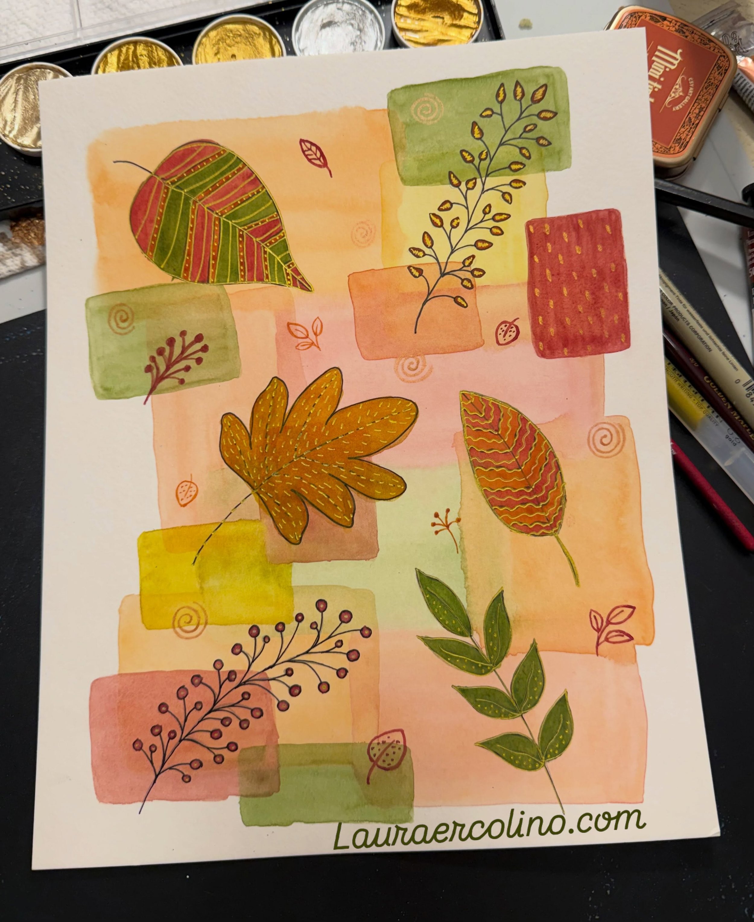 The Divine Artist has outdone Himself again this Autumn! 🍂 This is my small attempt to thank Him and make a lasting memory of the beauty He has created. 

#autumnleaves #autumnart #natureart #watercolorandink #watercolorartist