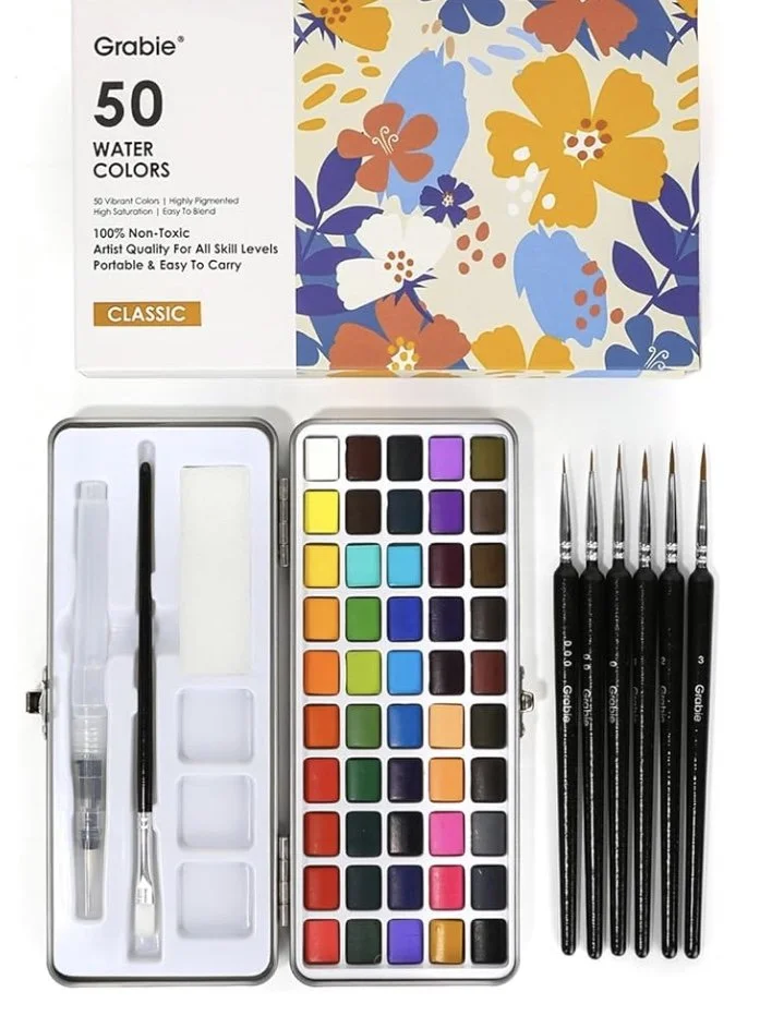50 color watercolor palette
