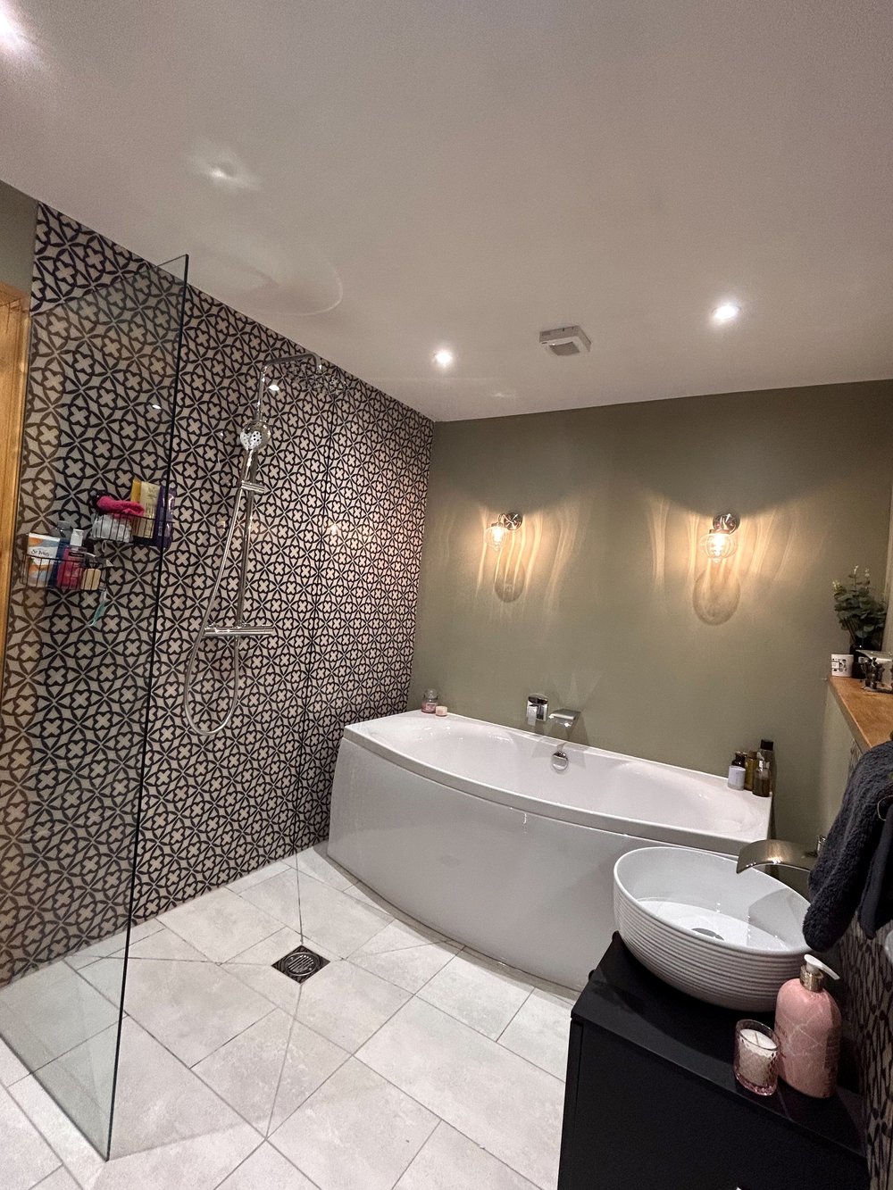 MKM Bathroom Installation - Mermaid Brilliance, Black Florals, Acrylic ...